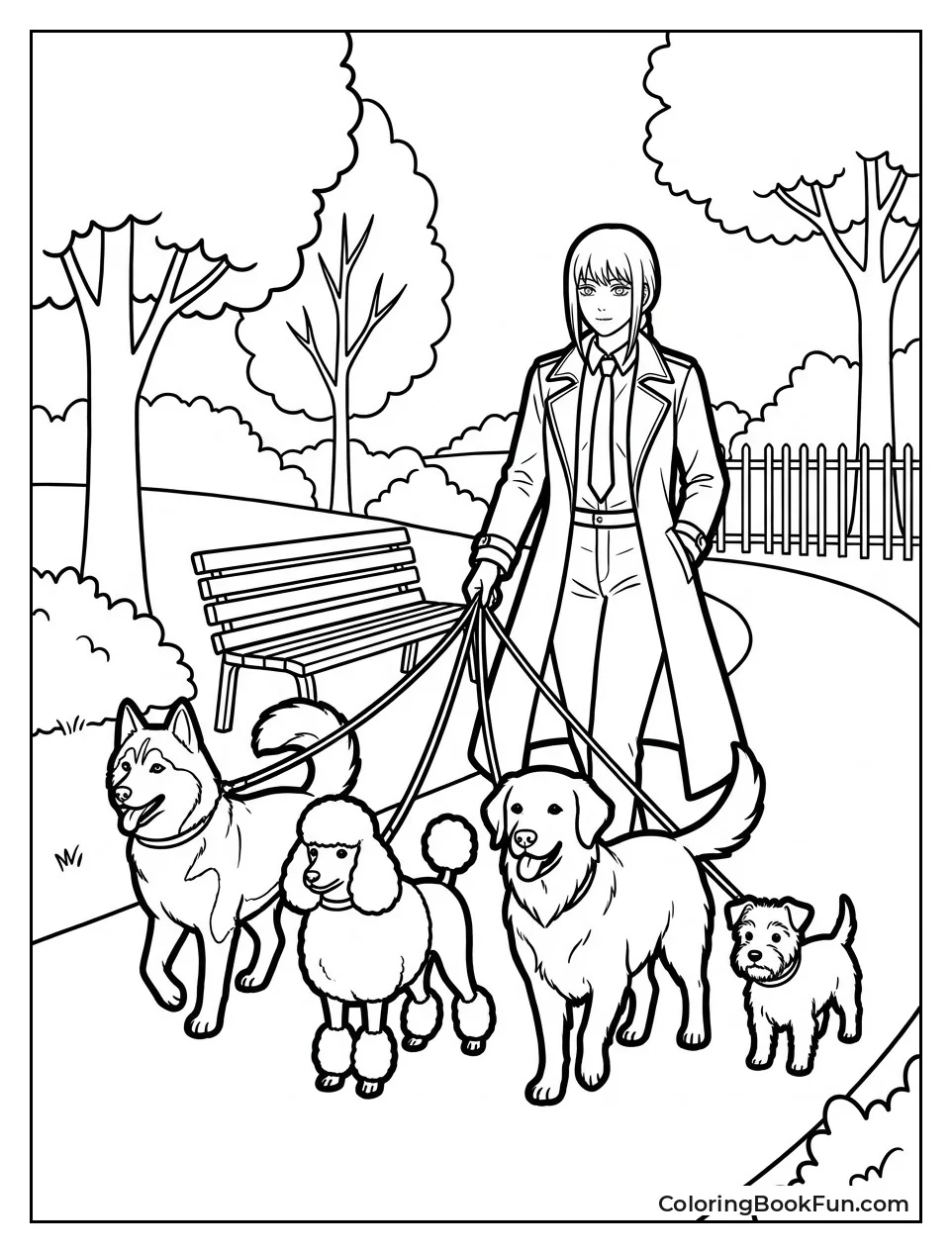 Makima Walks Dogs in Park