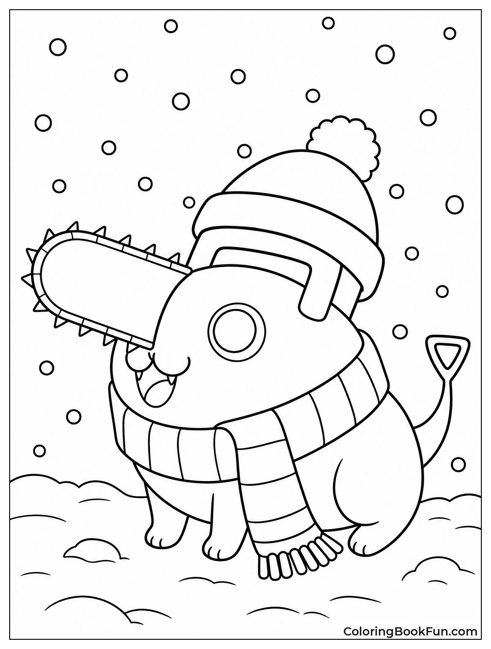 Pochita Wears Scarf in Snow