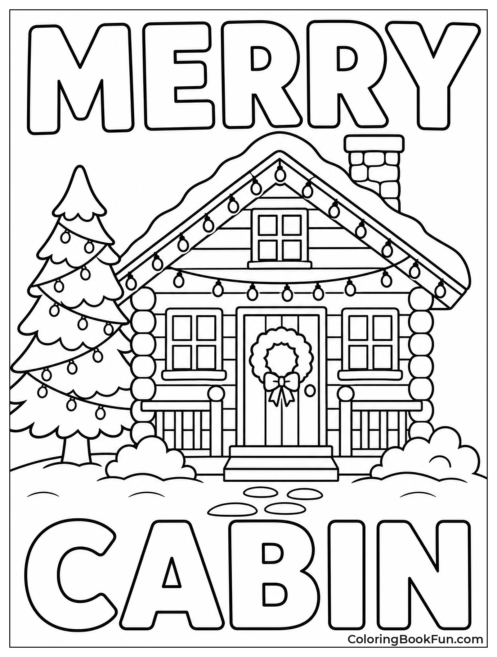 Cabin Decorated for Christmas