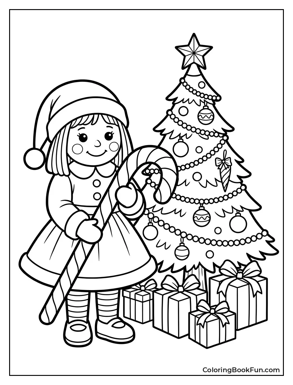 Christmas Doll Holding Candy Cane