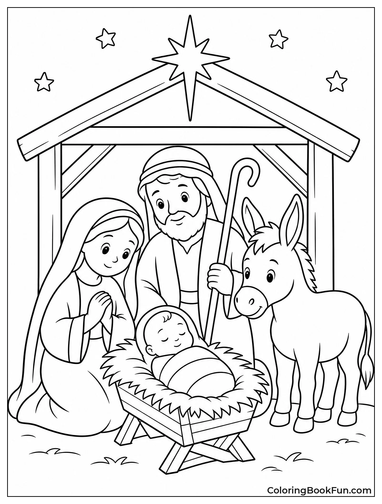 Donkey in Nativity Scene