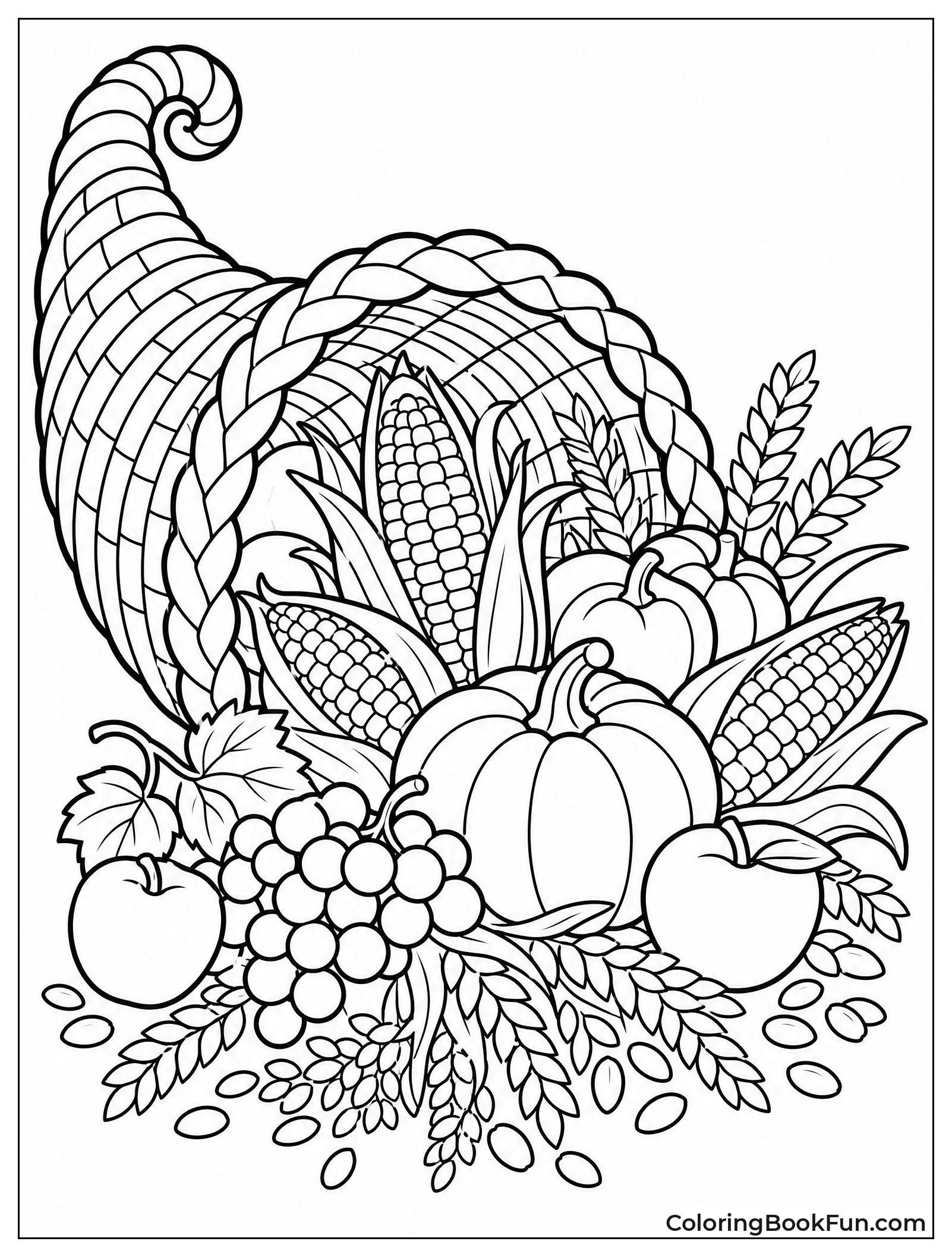 Cornucopia Spilling Lots of Grains