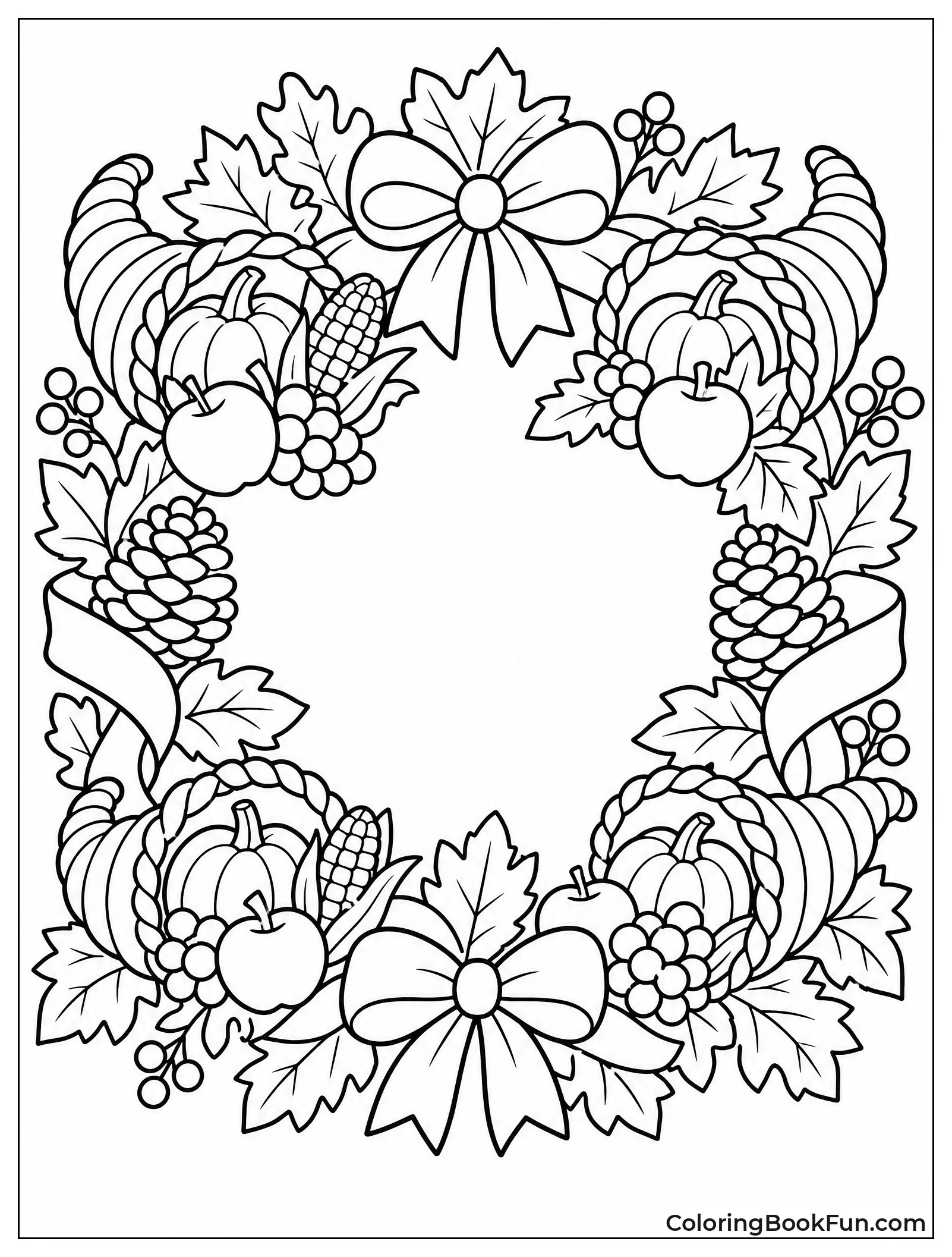 Wreath with Small Cornucopias and Ribbons