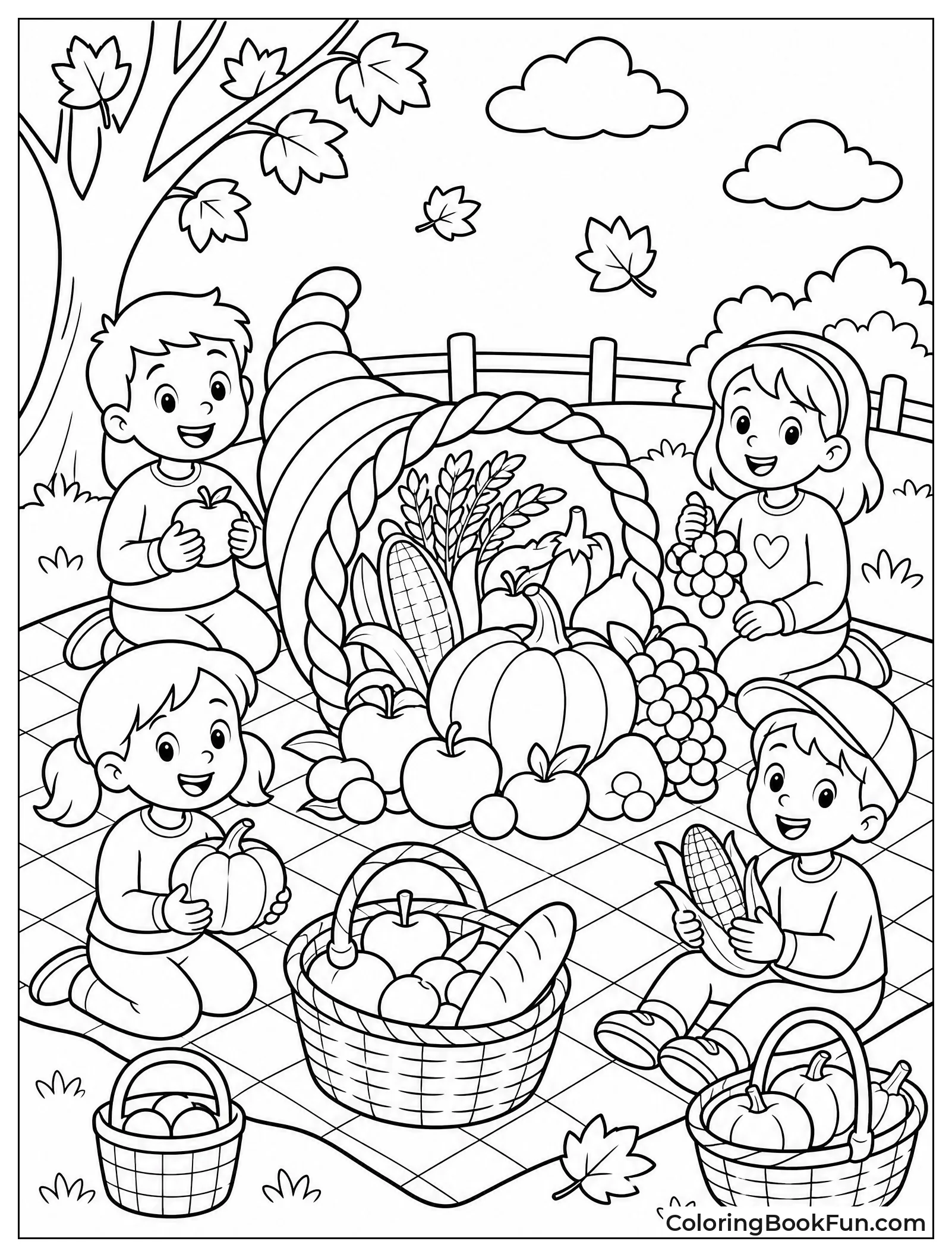 Family Picnic around Big Cornucopia