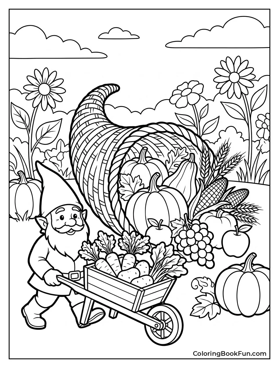 Gnome Bringing Vegetables to Cornucopia