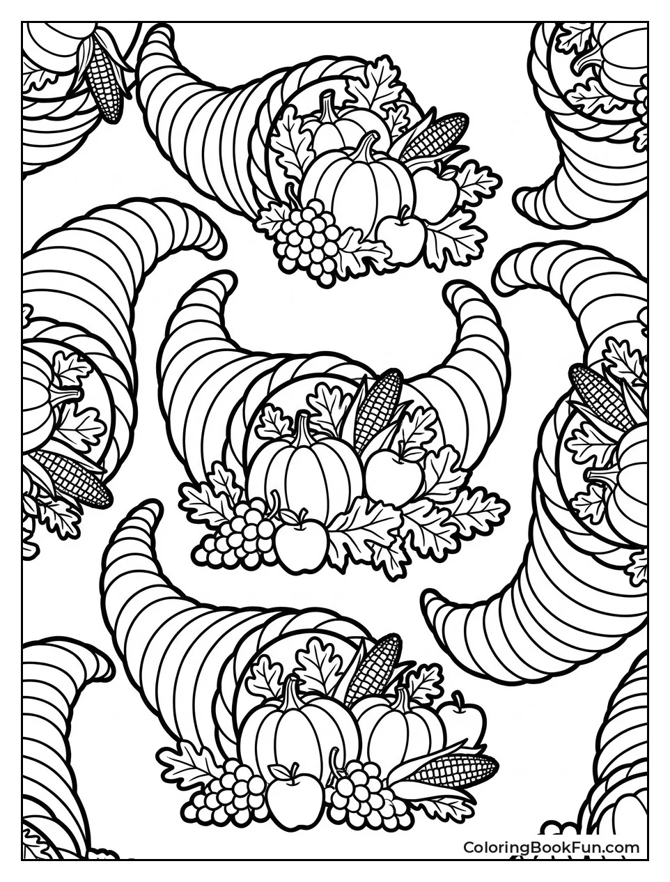 Mandala with Cornucopias and Leaves