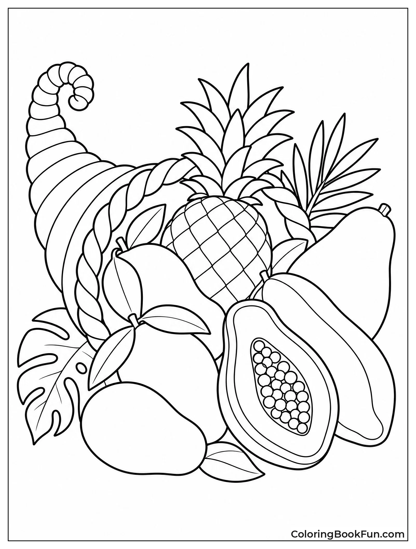 Tropical Cornucopia with Pineapples and Mangoes