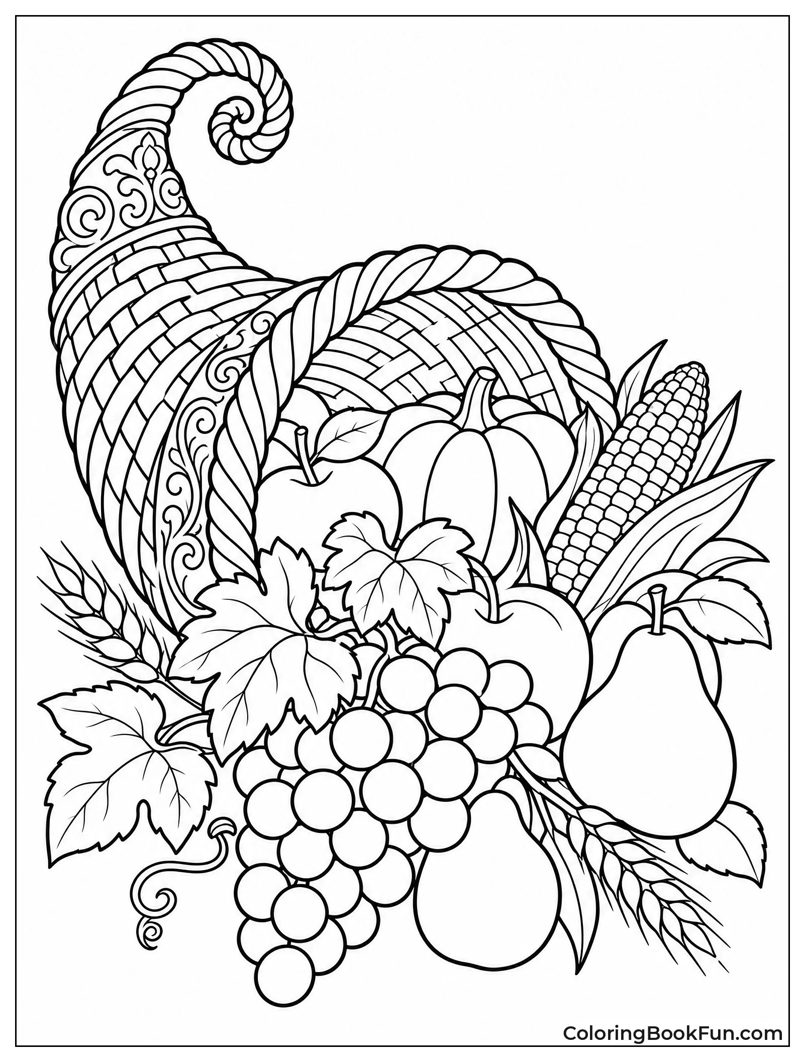 Victorian Cornucopia with Grapes and Pears