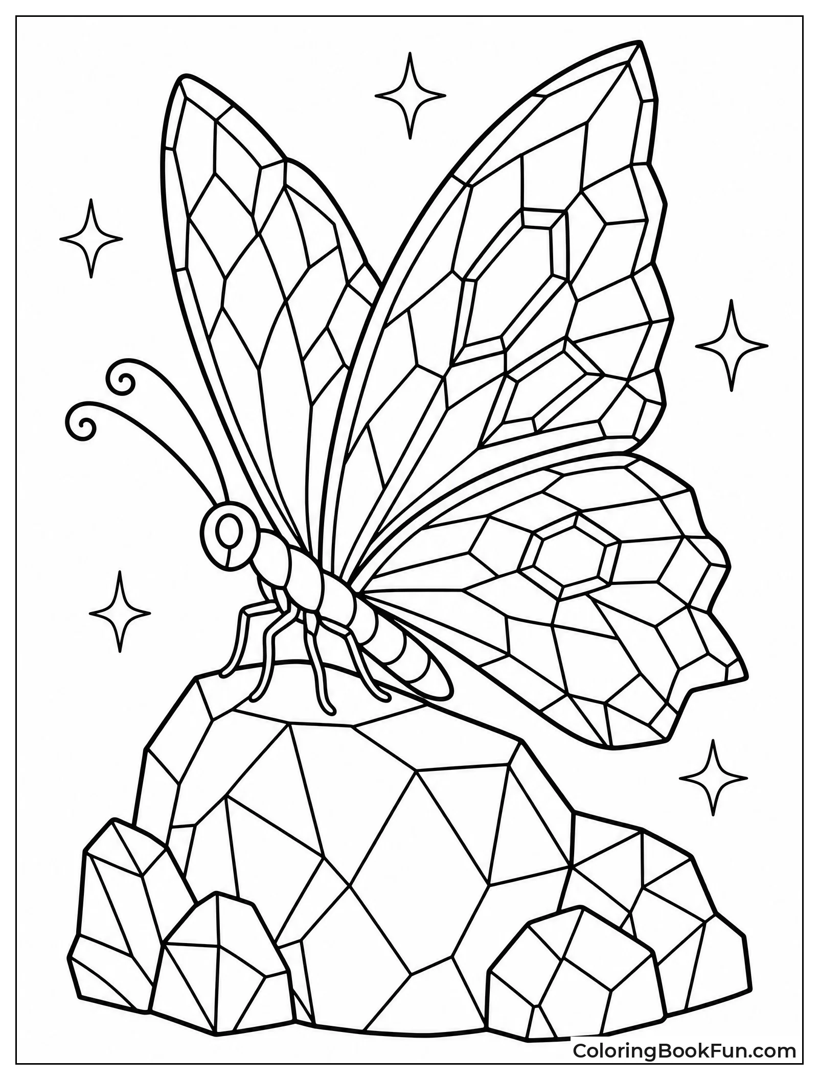 Butterfly with Crystal Stained Glass Wings