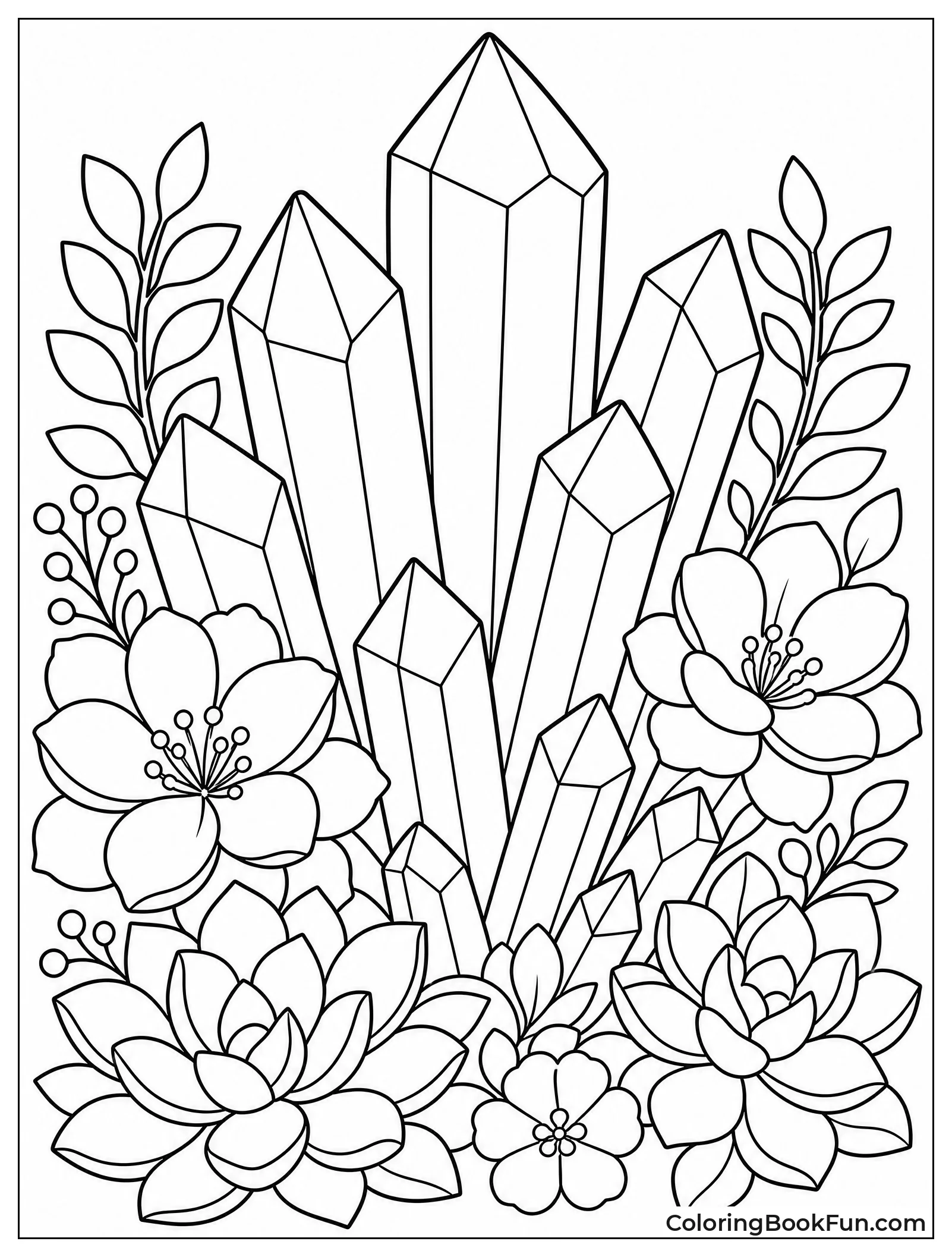 Crystals in Garden with Flowers