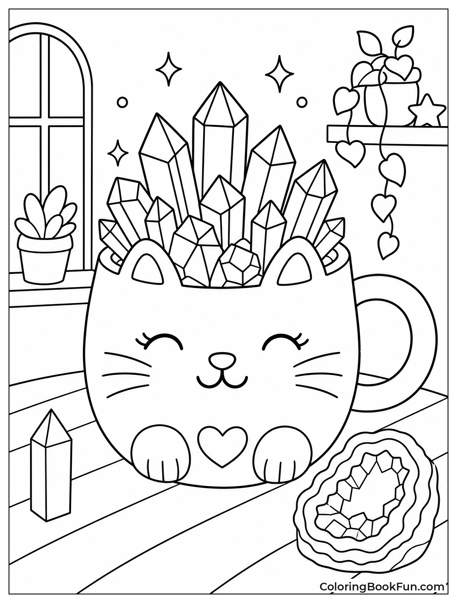 Crystals Filling a Cat Mug
