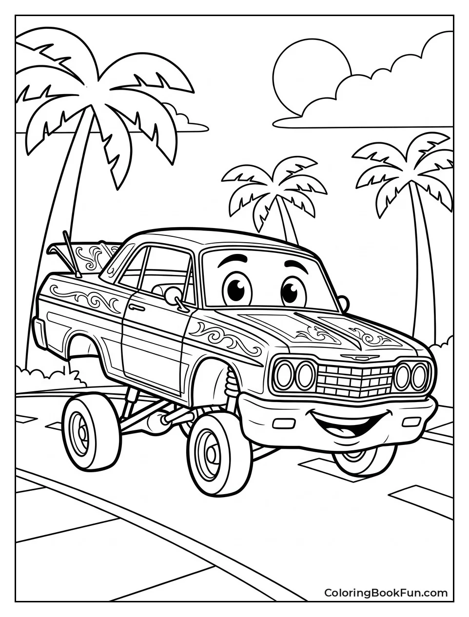 Cartoon Lowrider Smiles Big