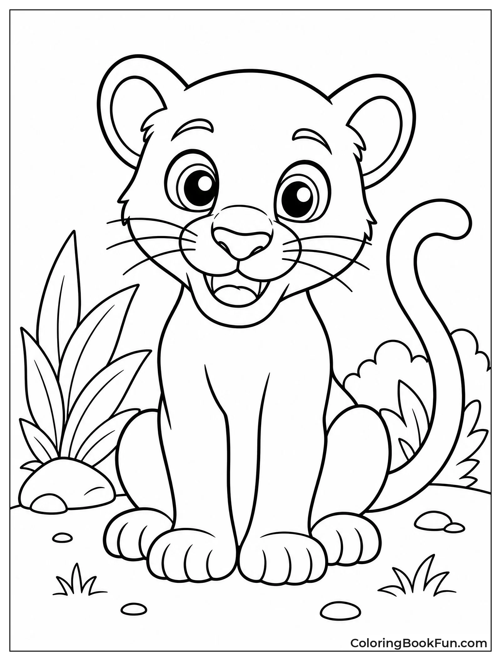 Cartoon Panther Smiling Big