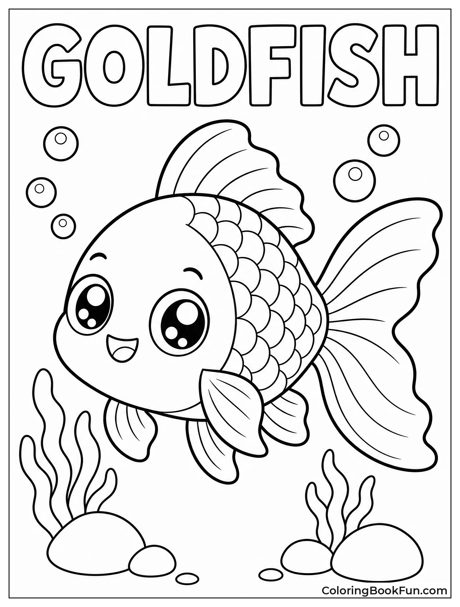 Cute Chibi Goldfish Smiles Big