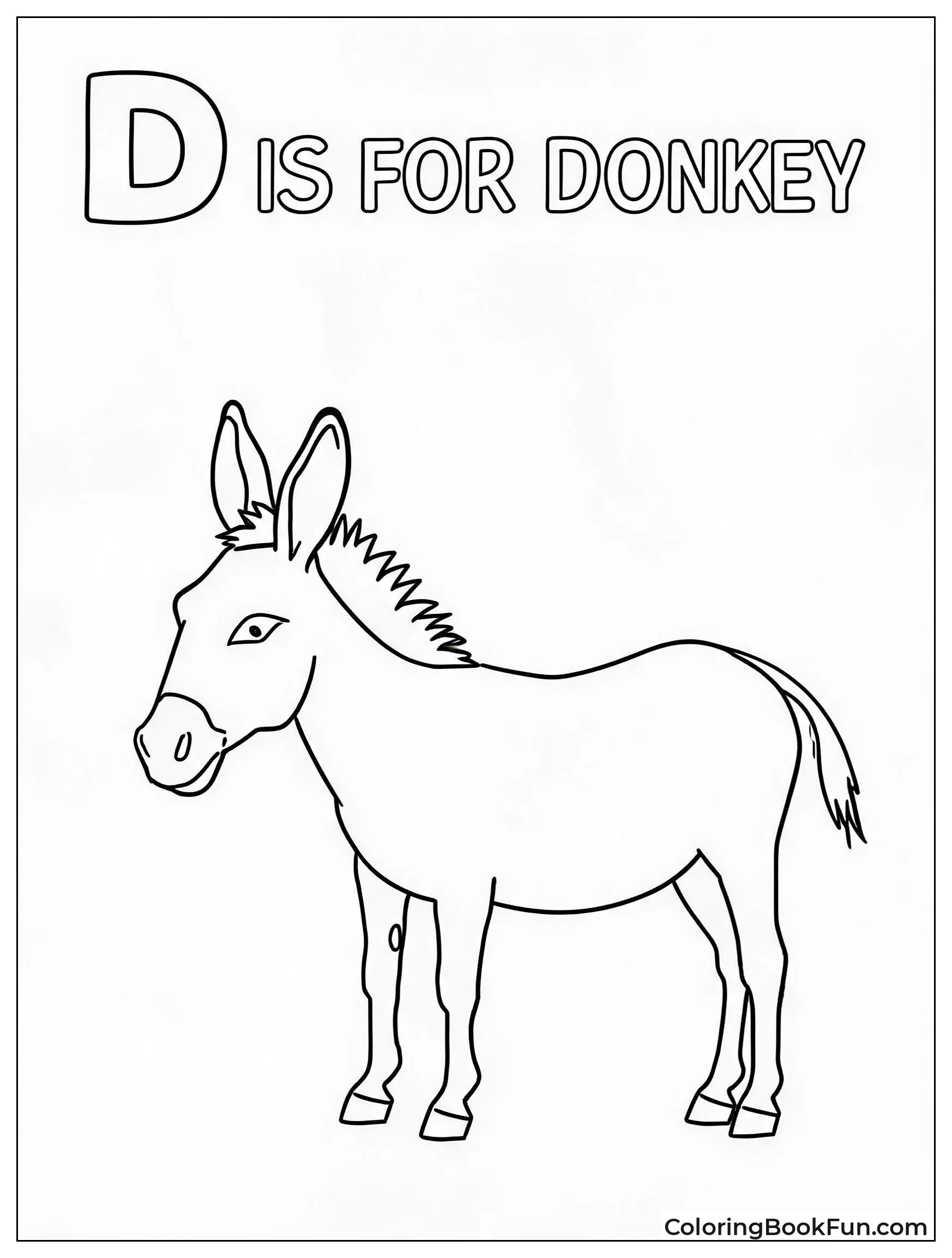Donkey Standing by Big Letter D