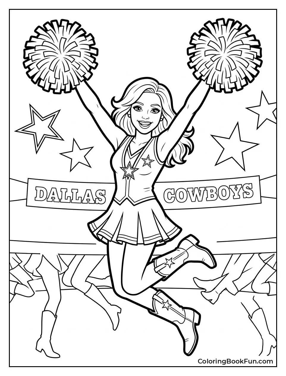 Cheerleader Jumping with Pom Poms