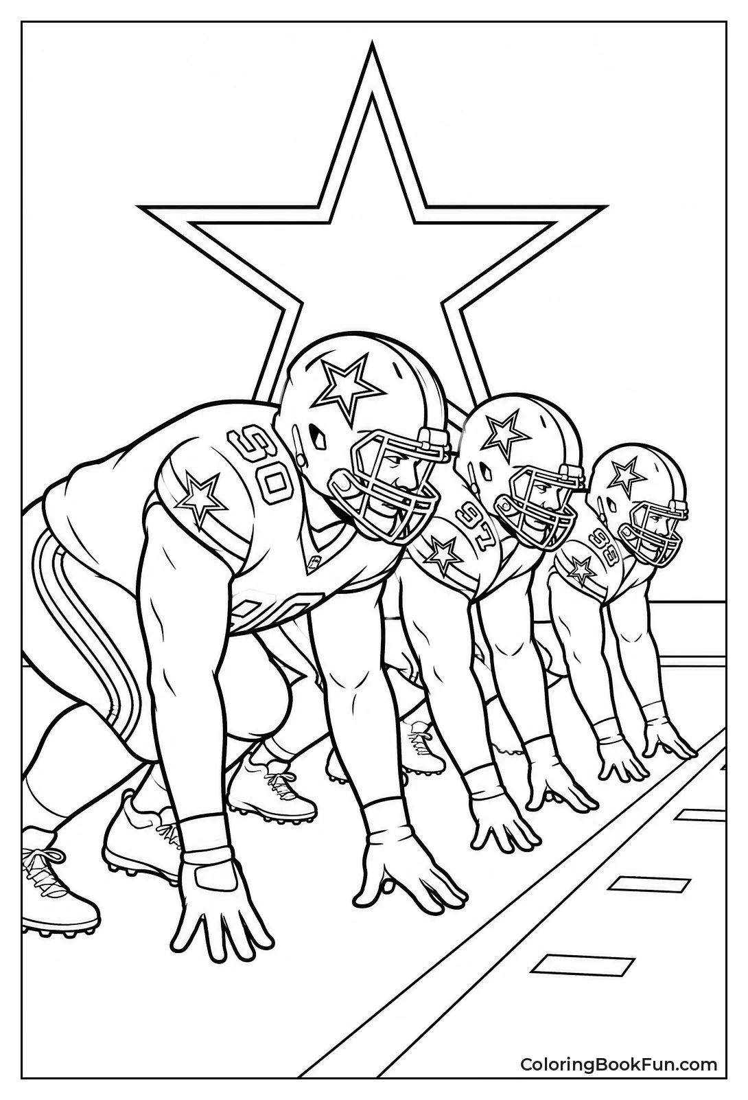 Defensive Linemen Ready for Snap