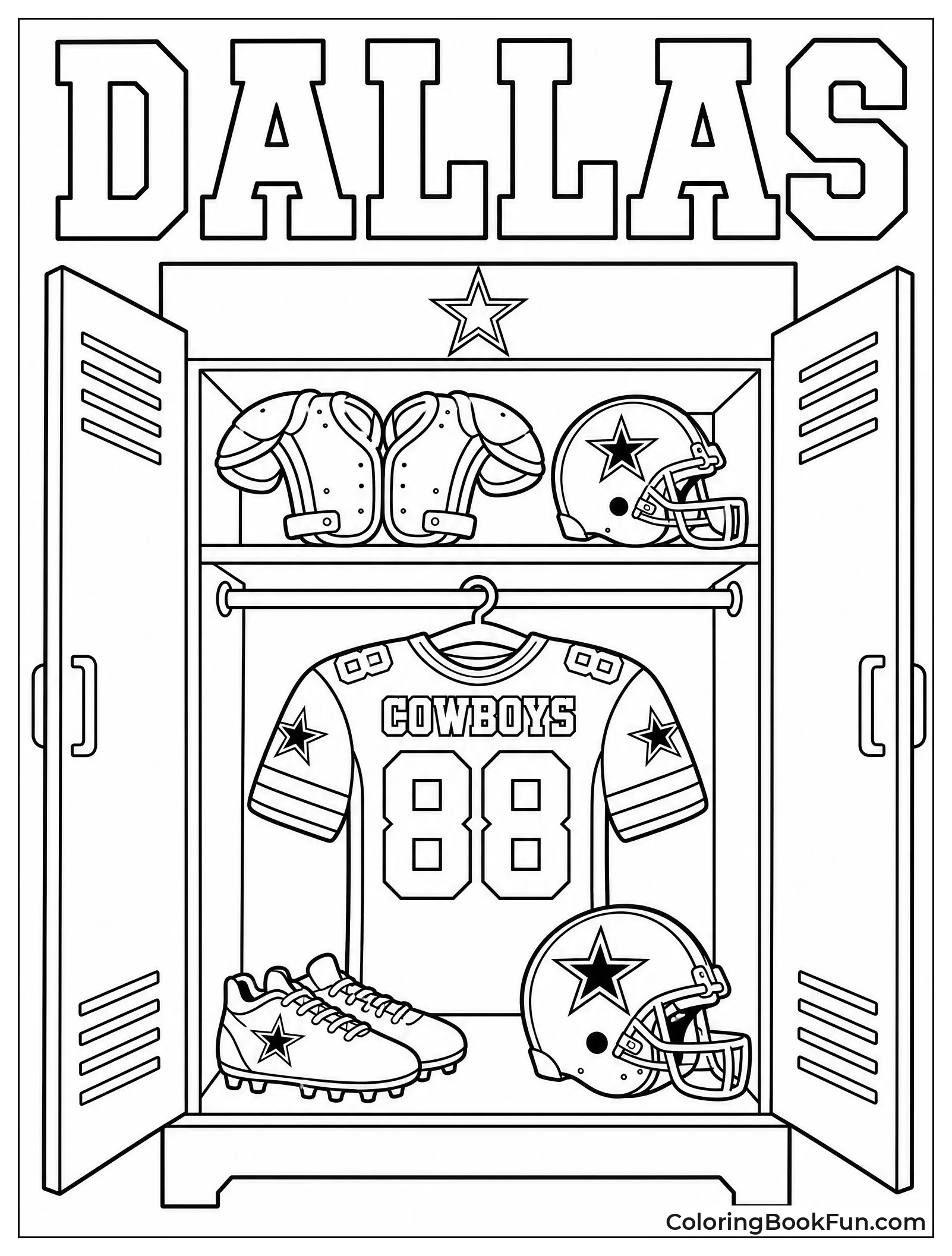 Open Locker with Football Gear