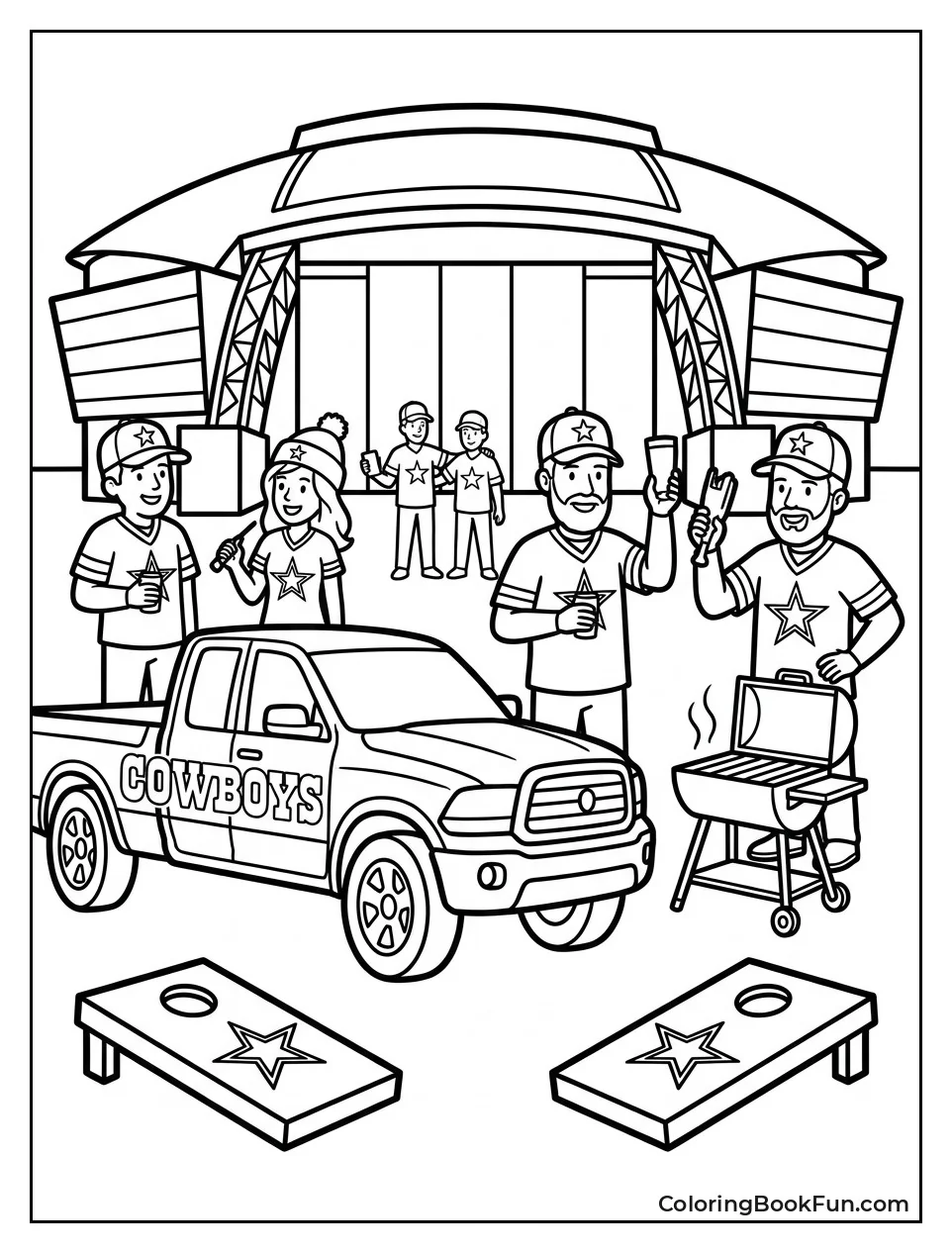 Fans Tailgating Outside Stadium