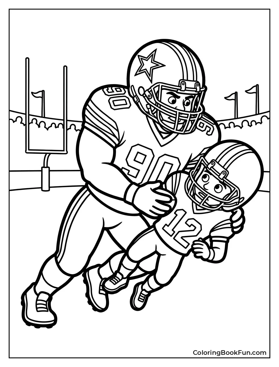 Defensive End Sacking Quarterback