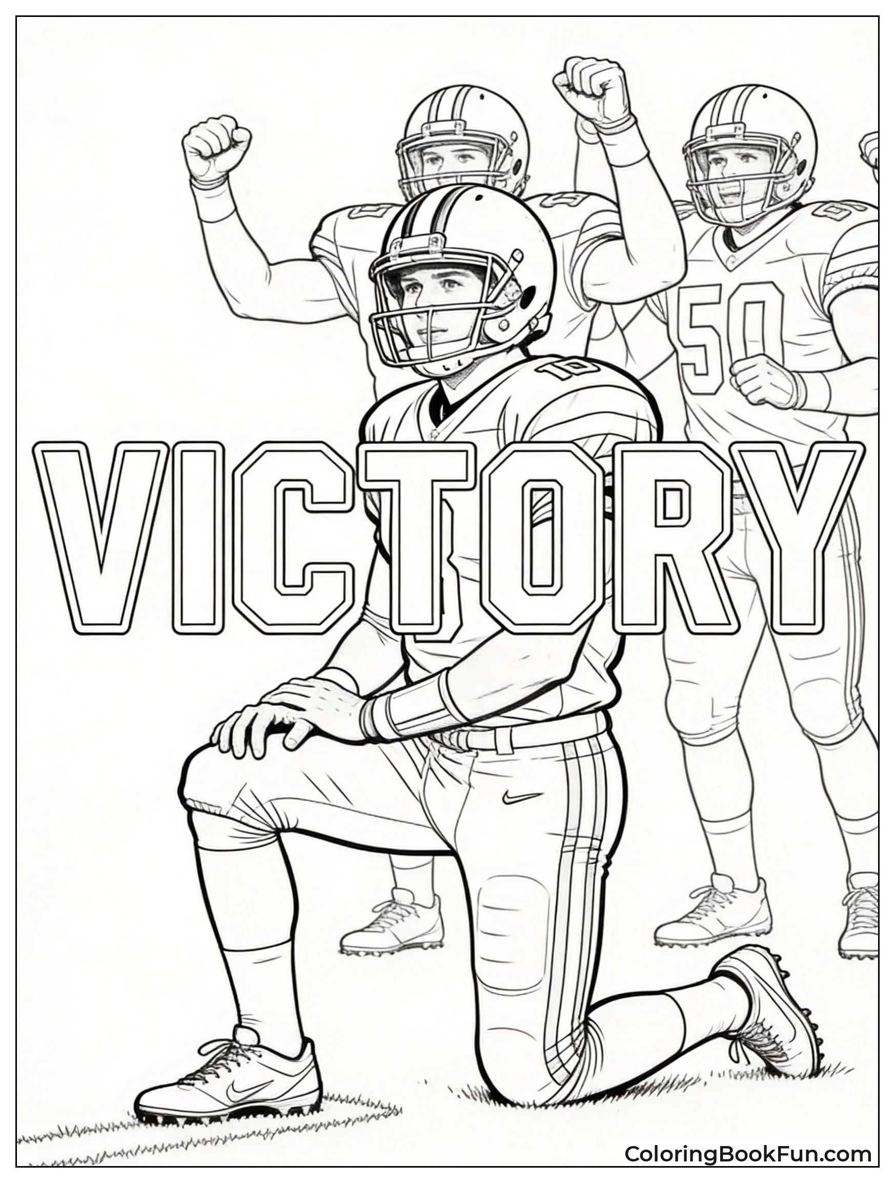 Quarterback Taking Knee in Victory