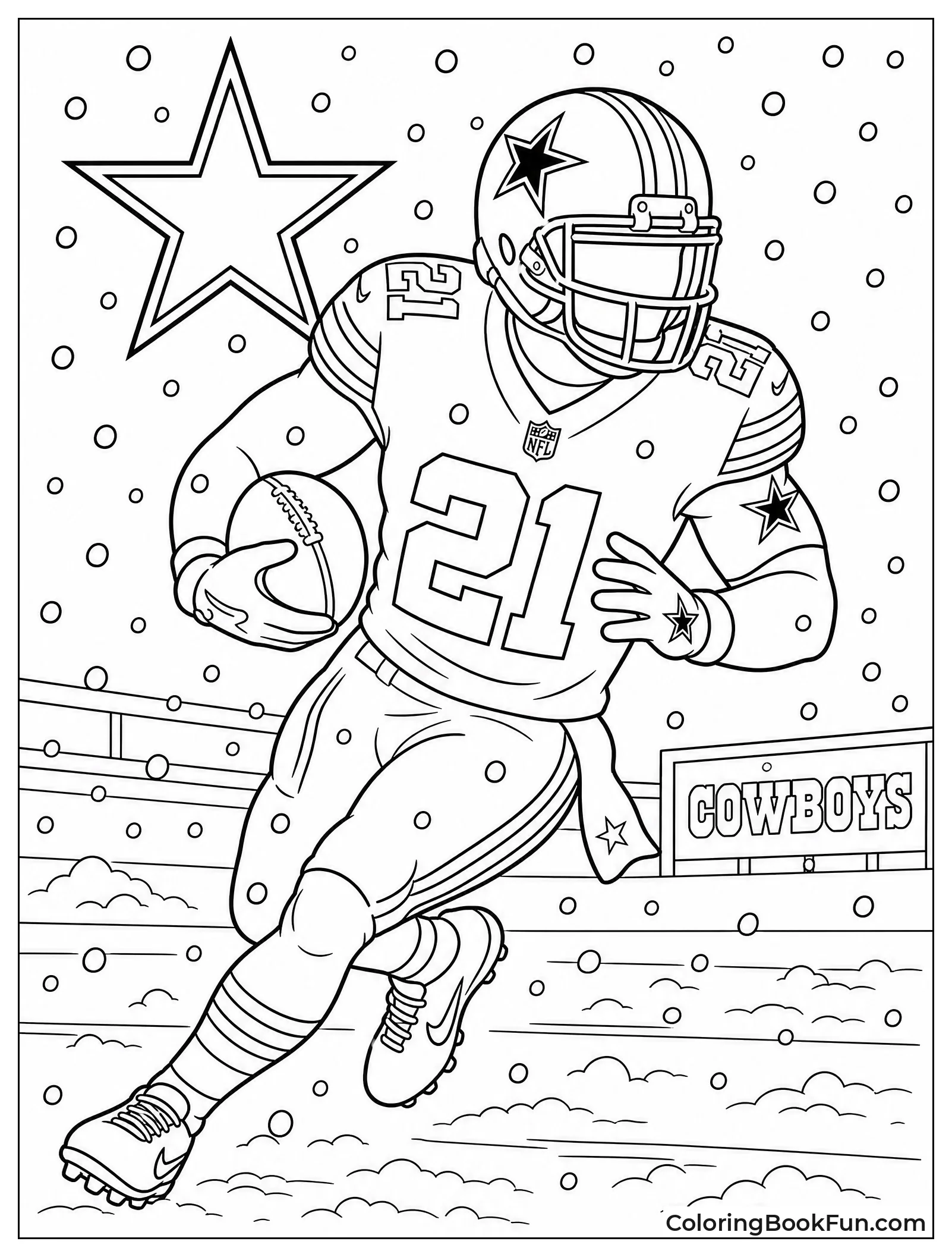 Player in Snowy Football Game