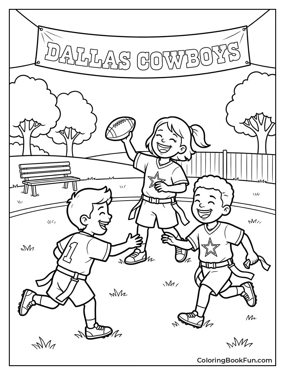 Kids Playing Flag Football in Park