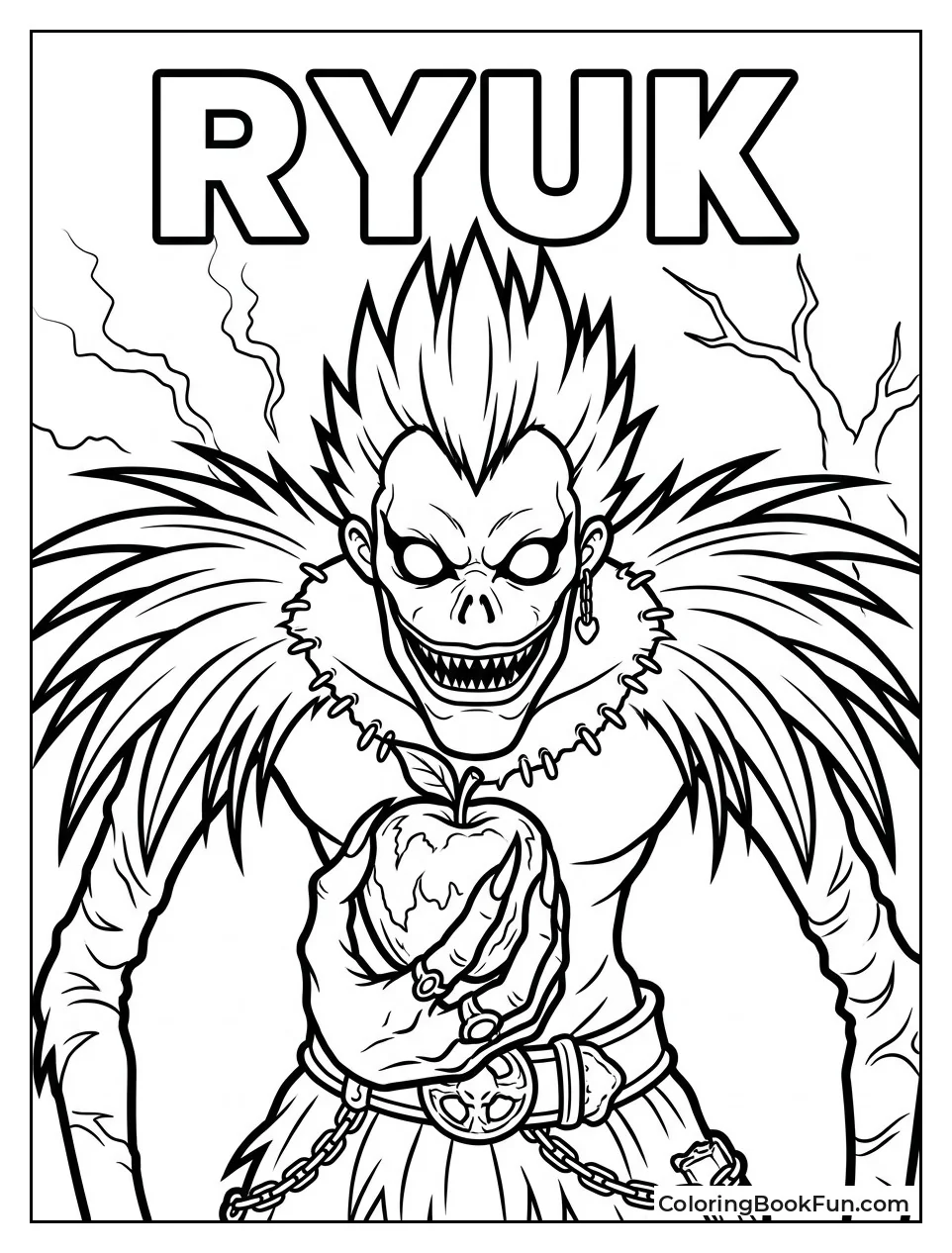 Ryuk Grins Holding an Apple