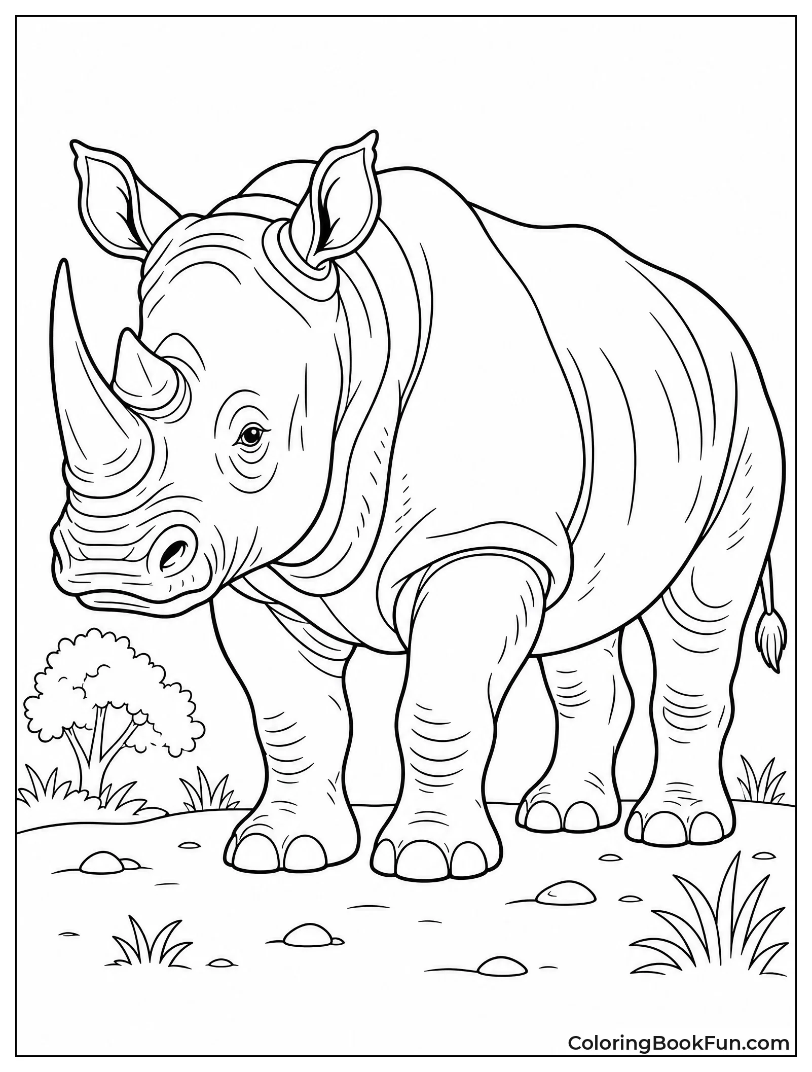 Adult Rhino with Wrinkled Skin