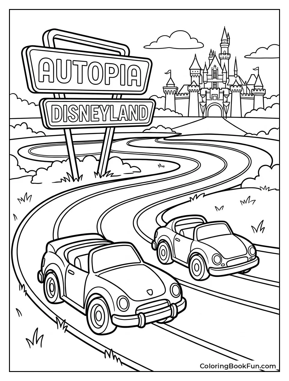 Cars Racing on Winding Track