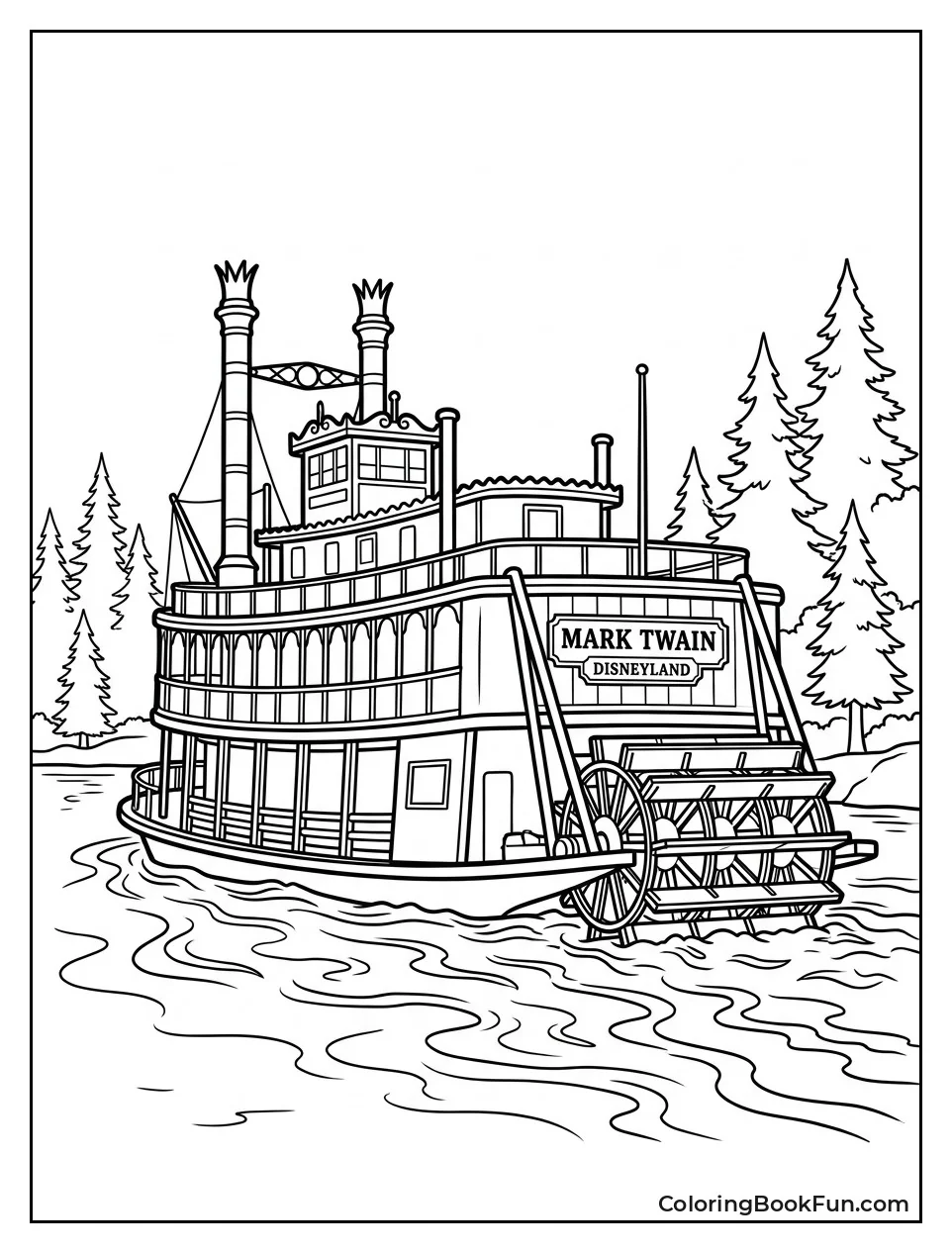 Riverboat Steaming on River