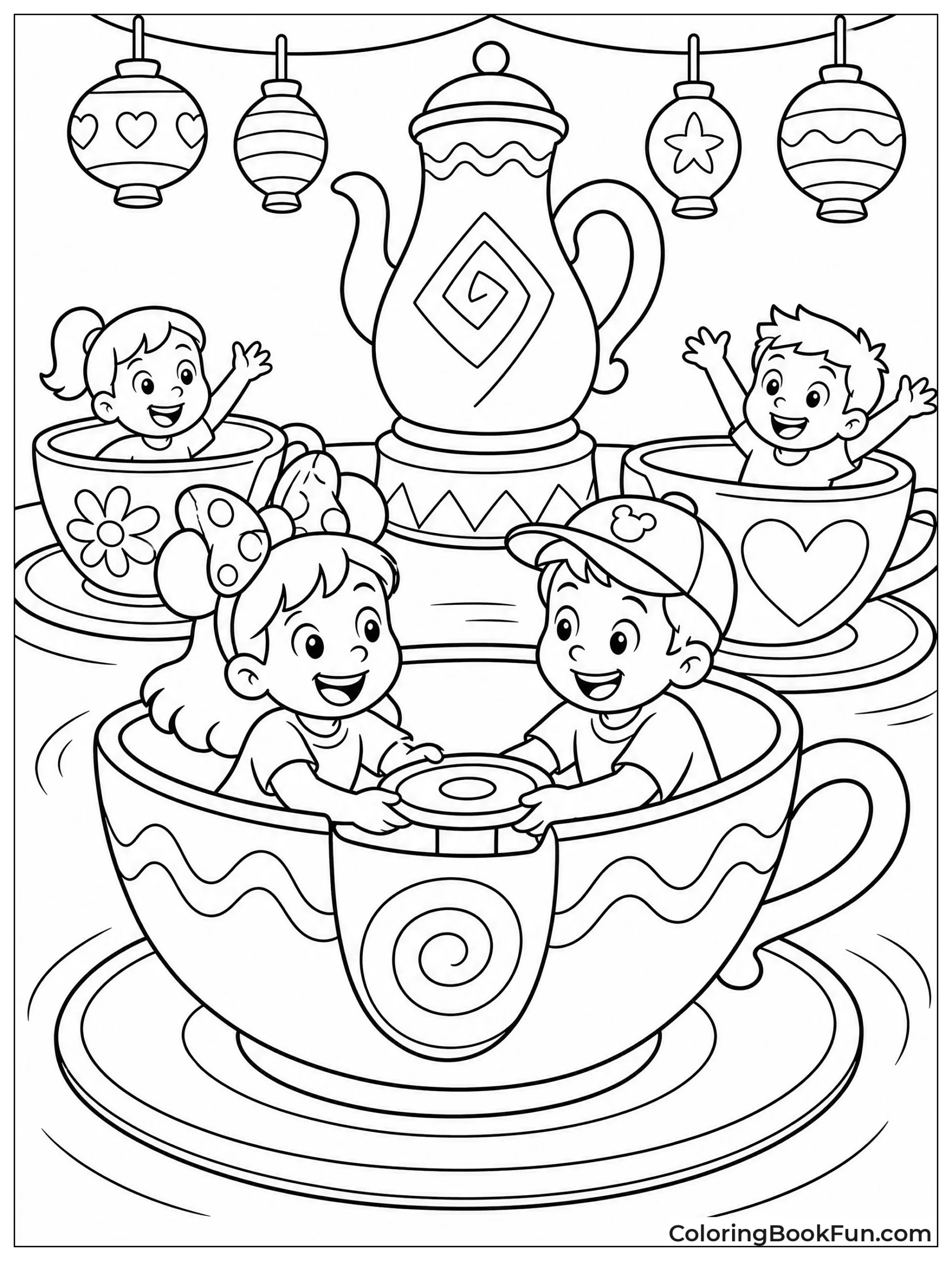 Kids Riding Spinning Teacups