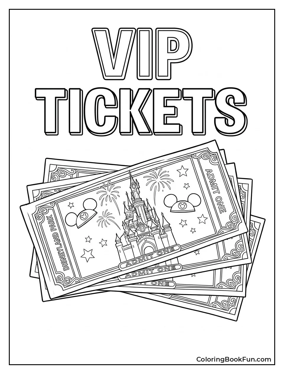 Disneyland VIP Tickets to Color
