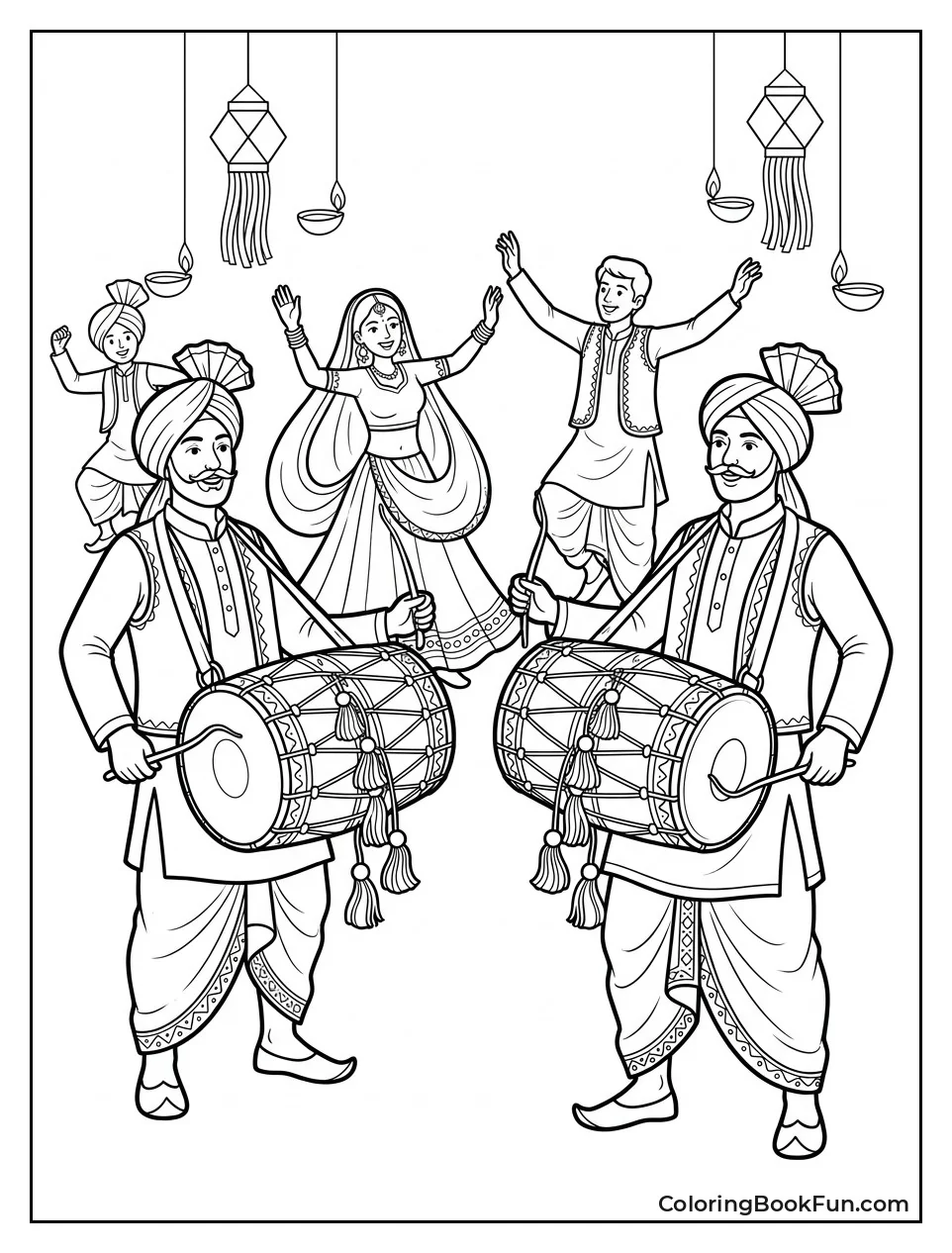 Musicians Playing Dhol Drums