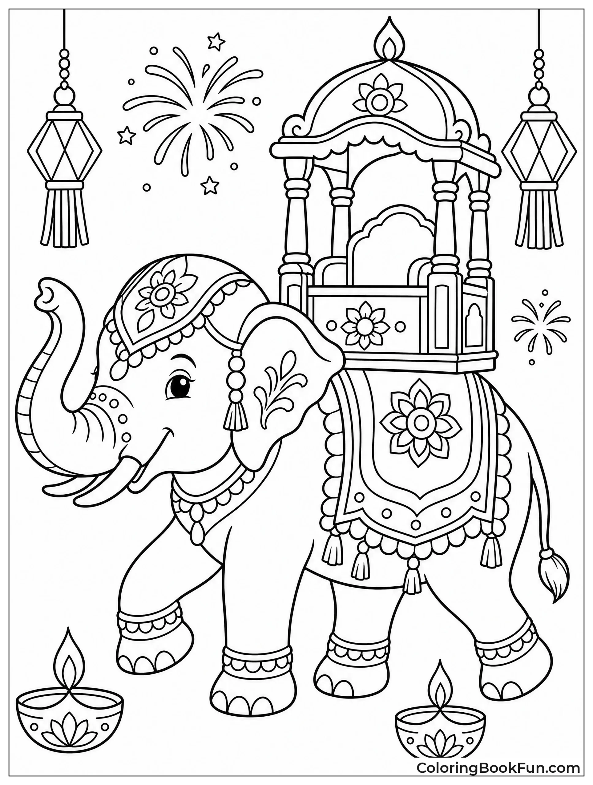 Decorated Elephant in Festive Parade