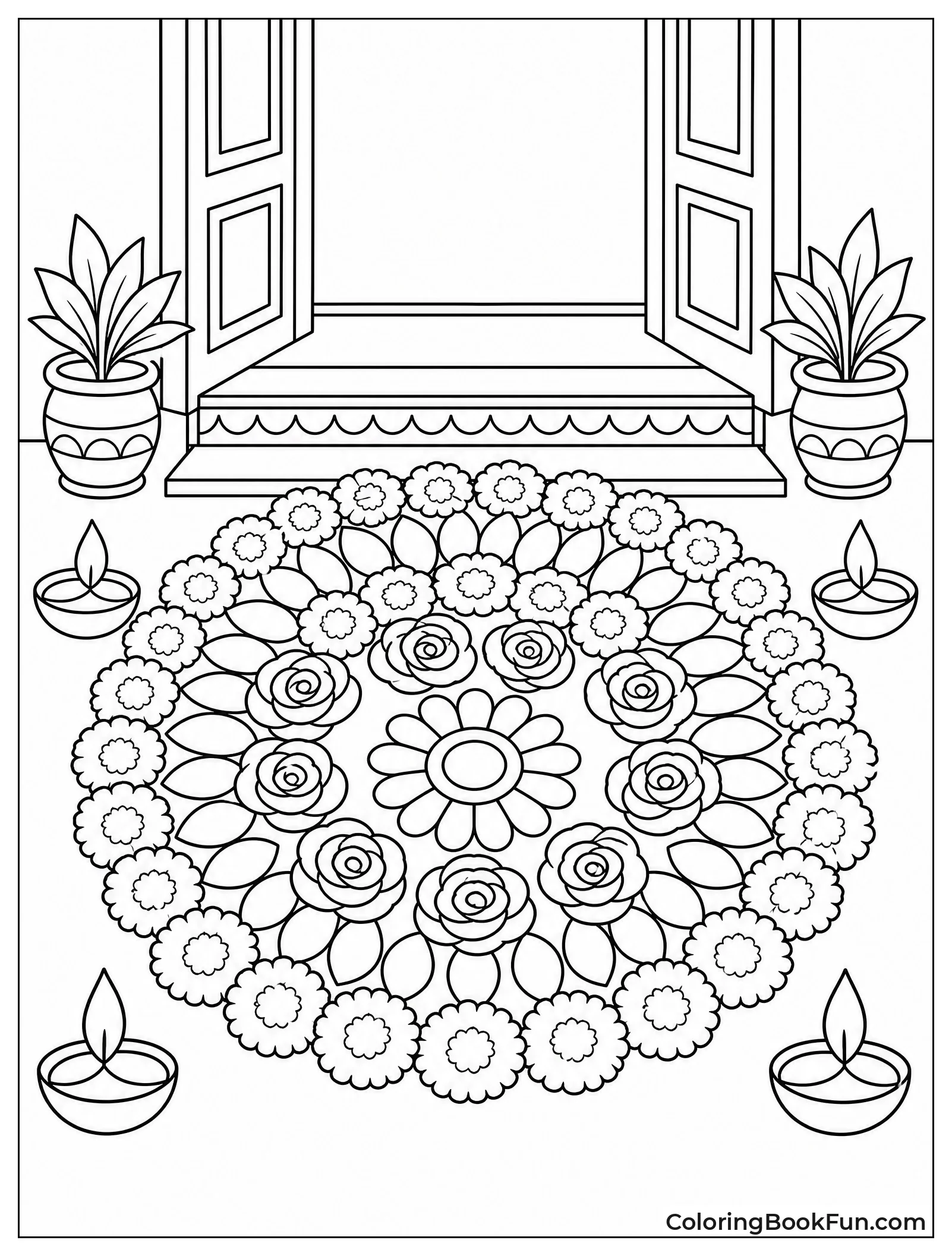 Rangoli Made from Flower Petals