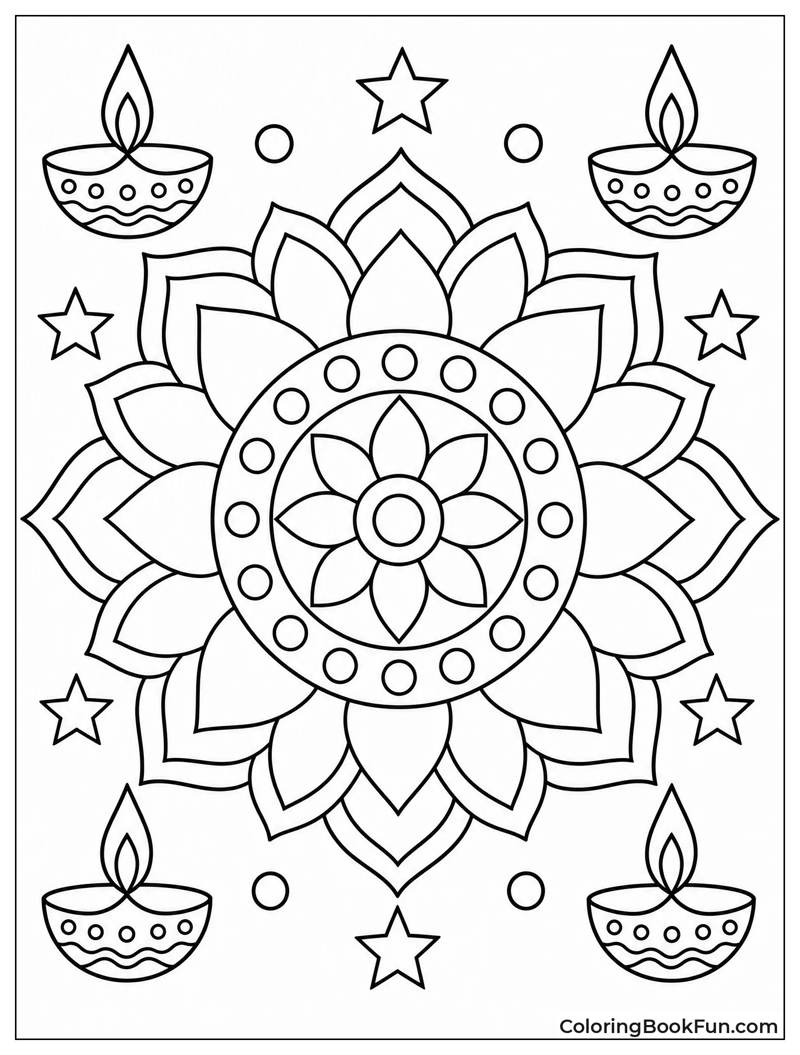 Coloring Geometric Rangoli Pattern