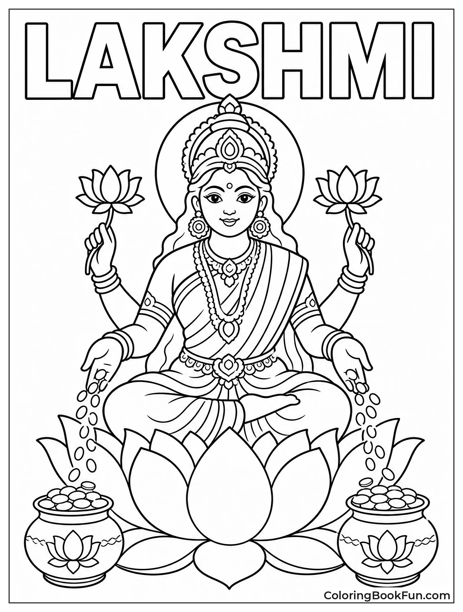 Lakshmi Sitting on Lotus Flower