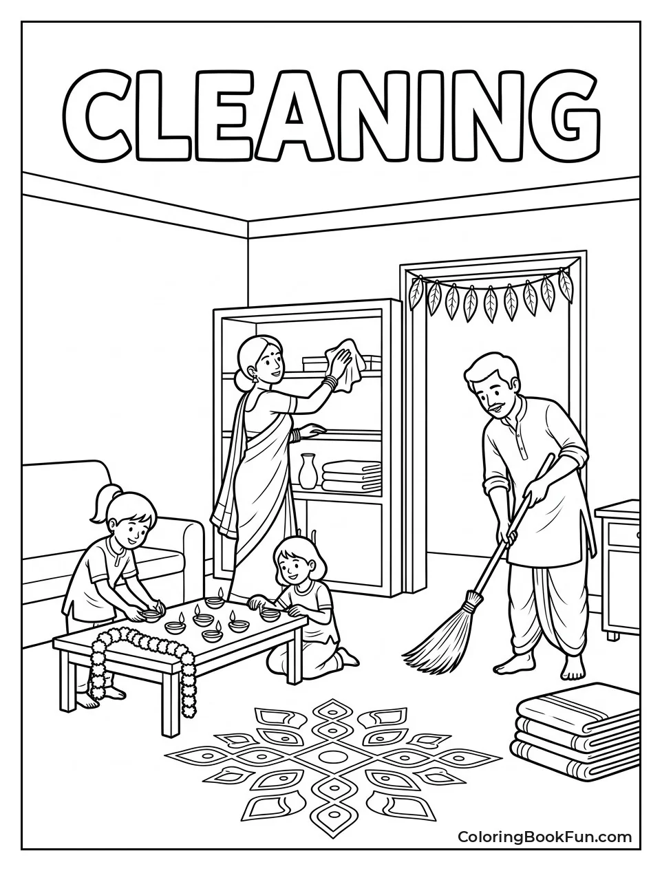 Family Cleaning House for Festival