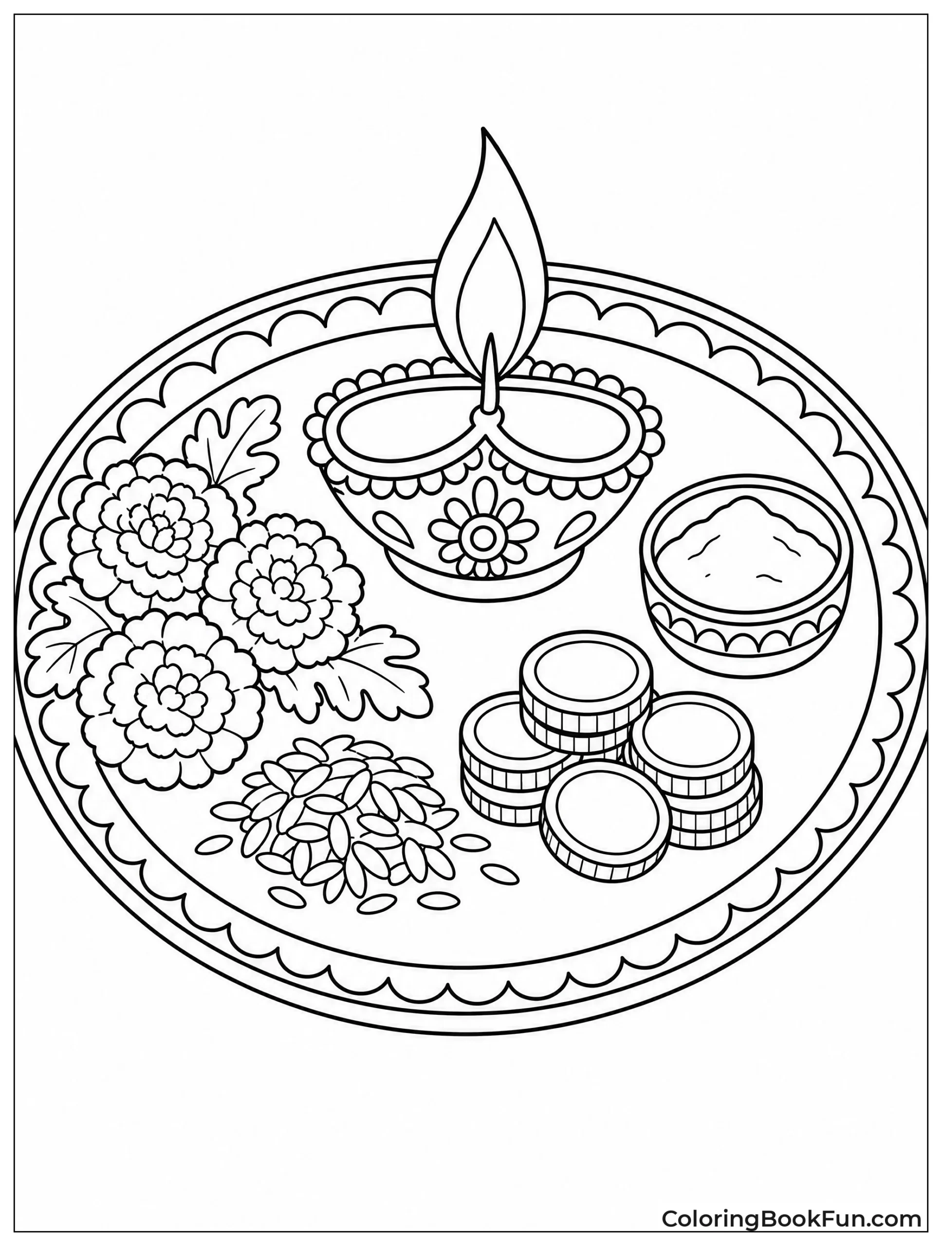 Preparing Puja Thali with Diyas