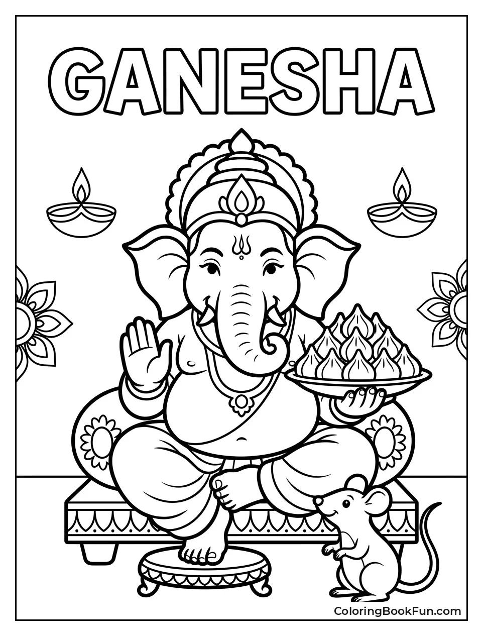 Ganesha with Modak and Mouse