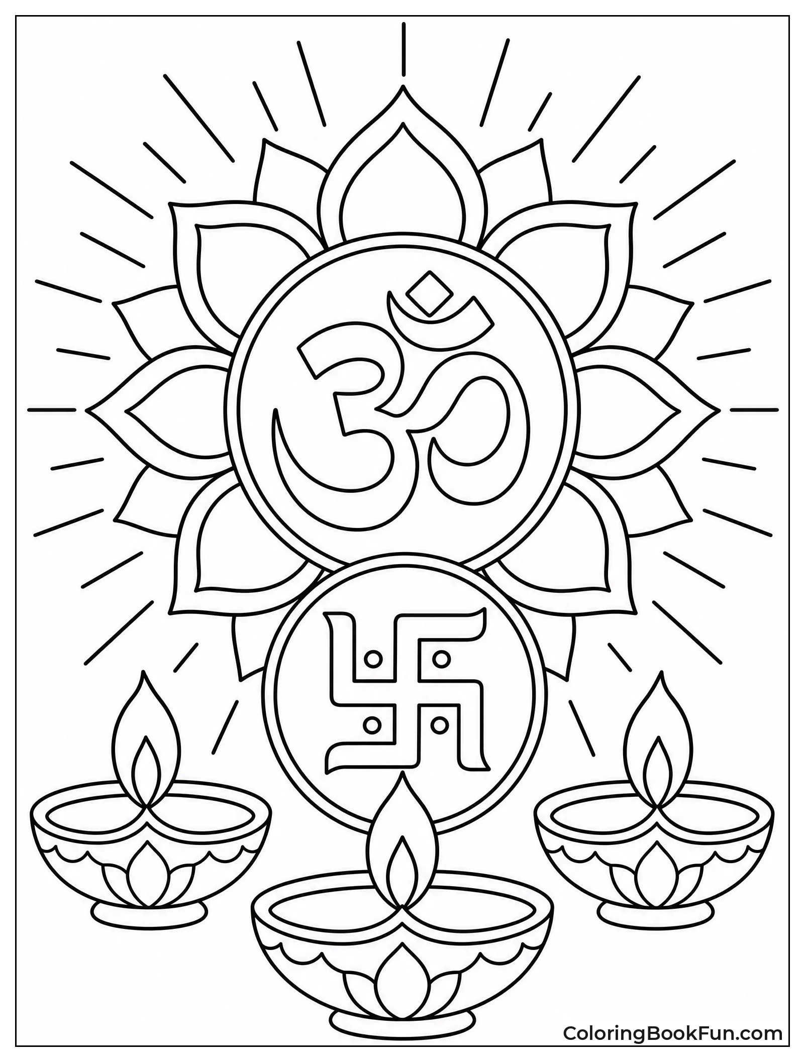 Coloring Sacred Om and Swastika