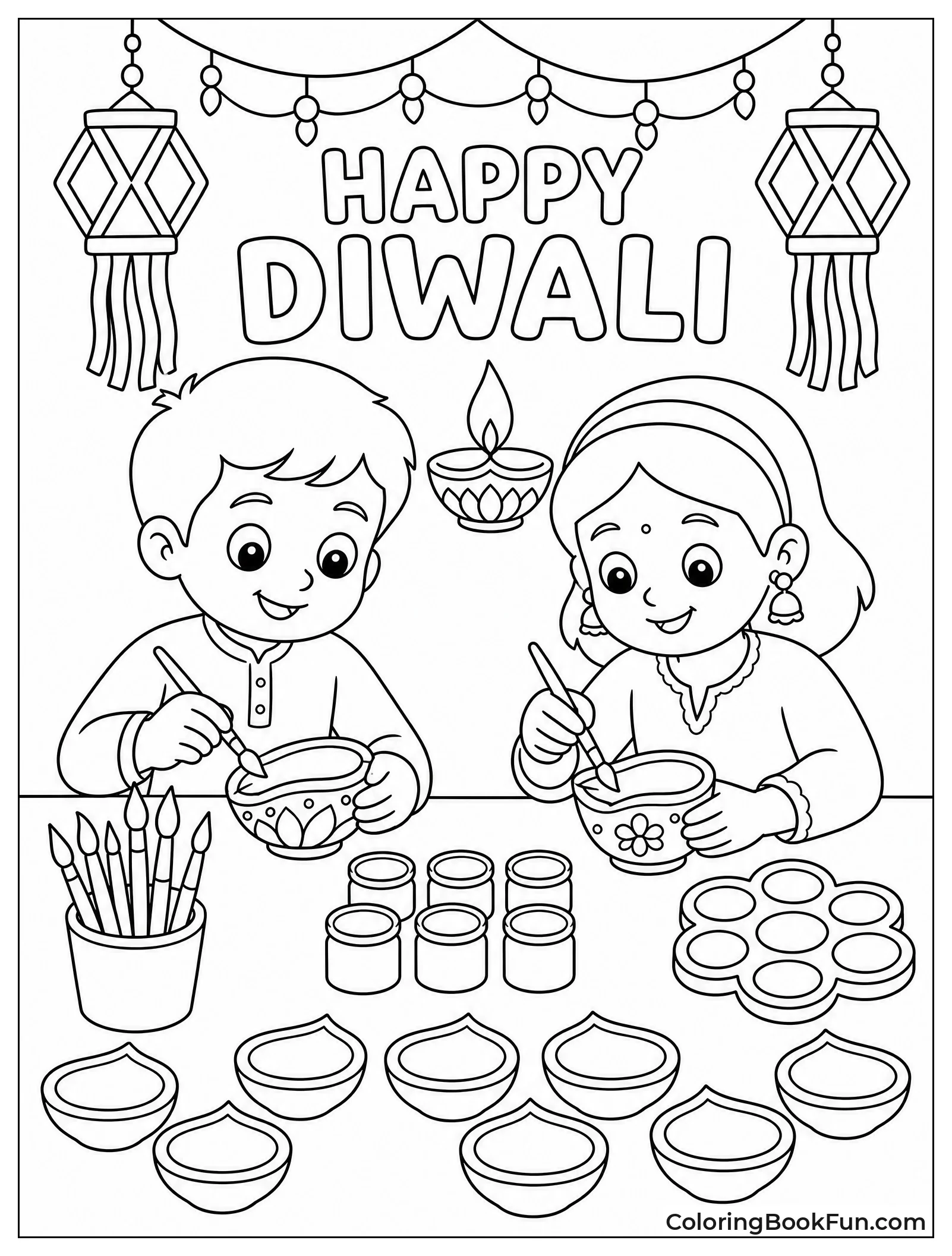 Painting Colorful Designs on Clay Diyas