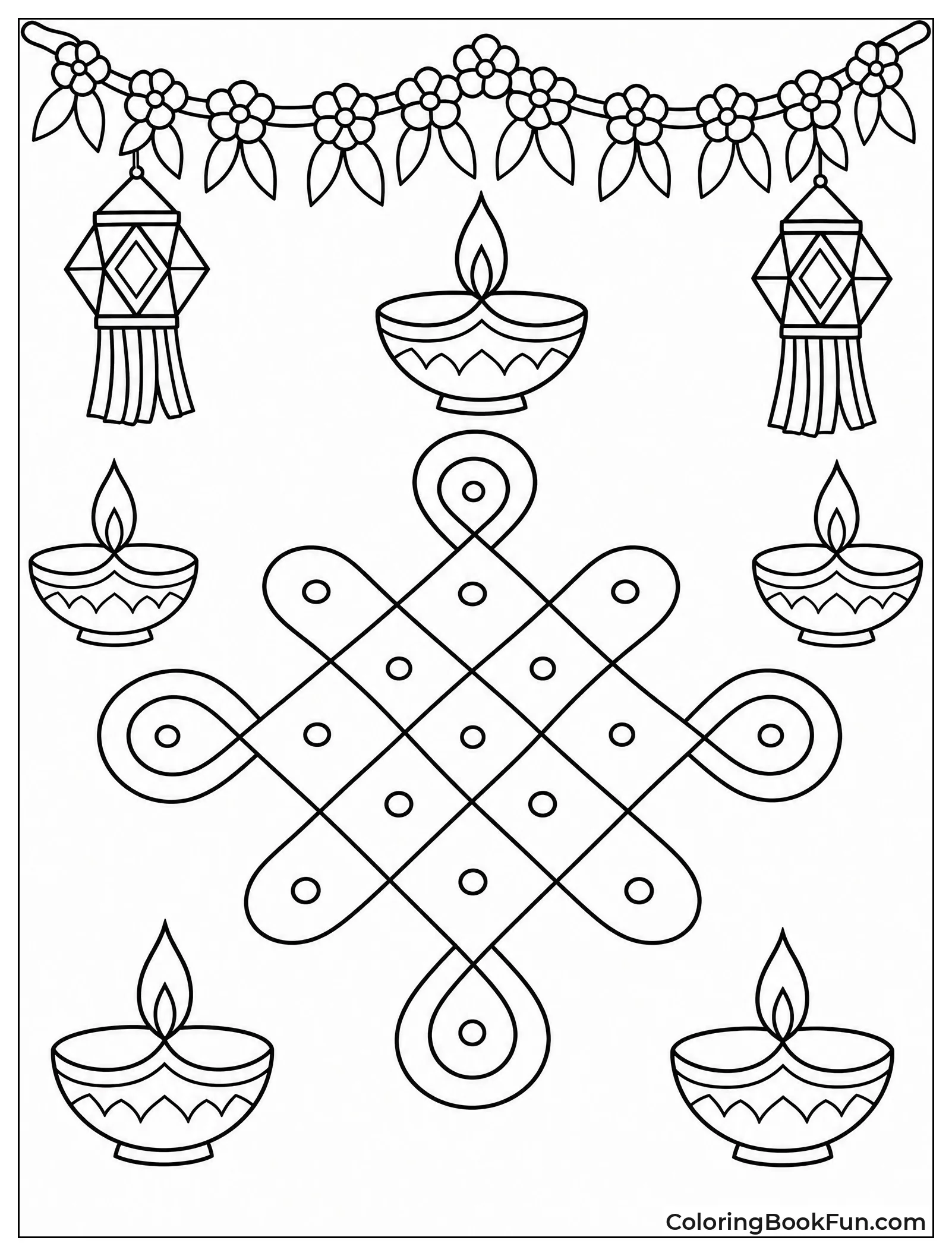 Drawing White Kolam on Floor
