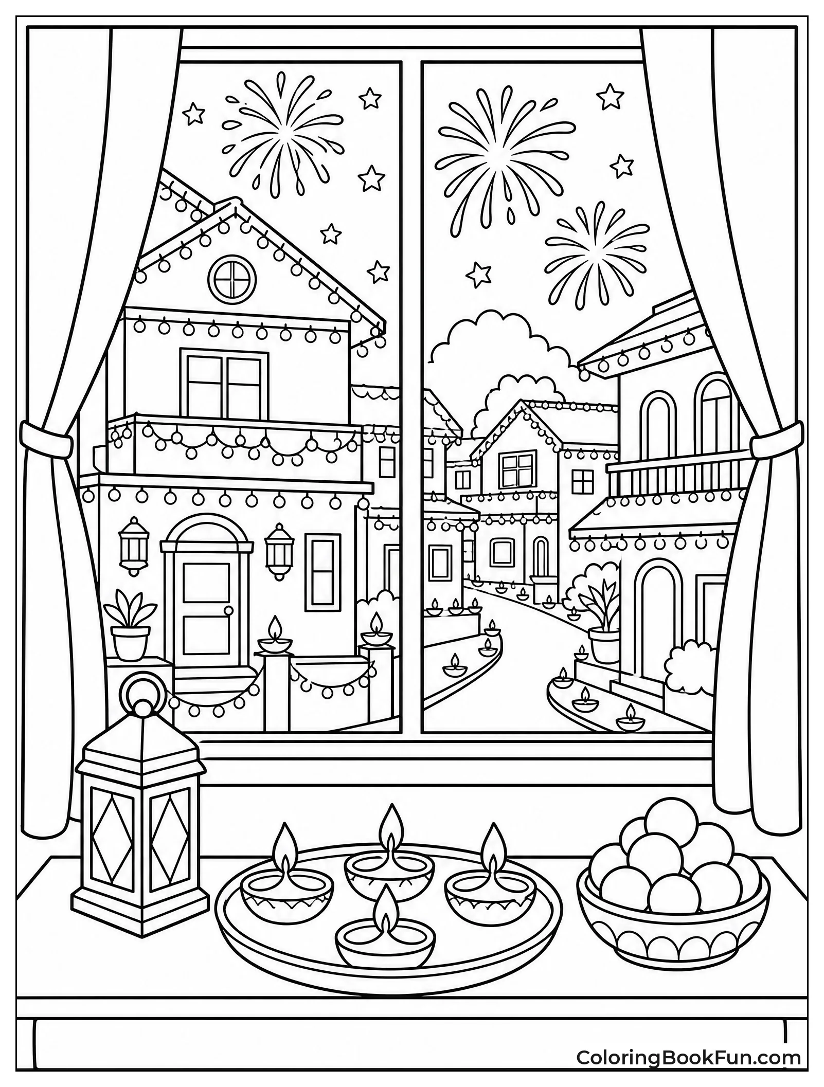 Window View of Neighborhood Lights