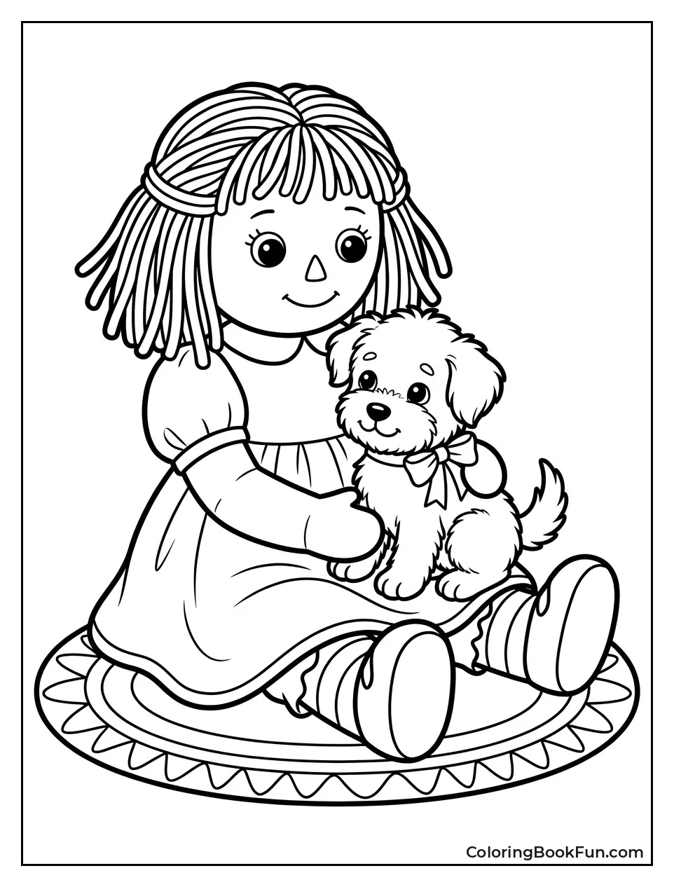 Doll Hugging a Toy Puppy
