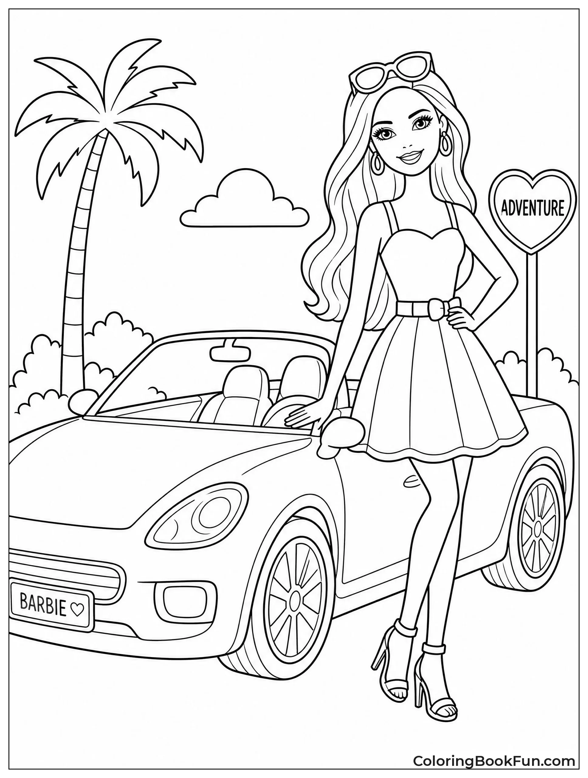 Barbie Posing by Pink Car