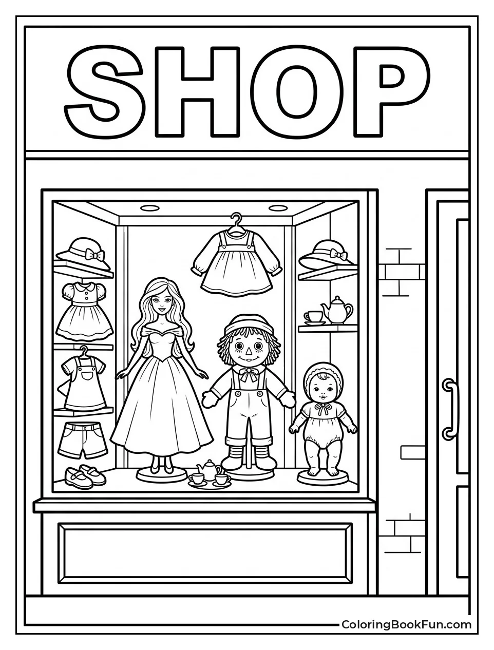 Dolls Displayed in Boutique Window