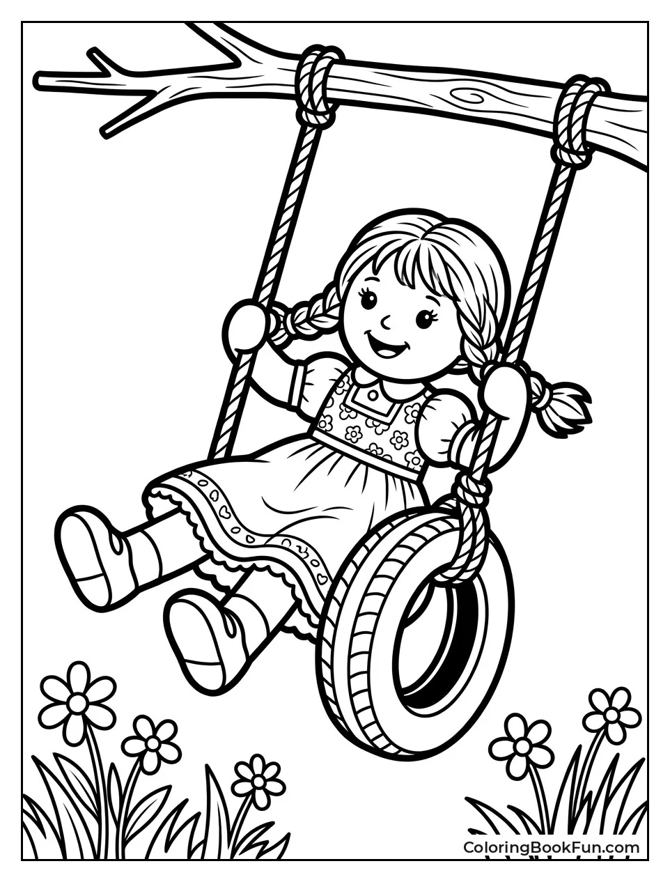 Doll Swinging on Tire Swing
