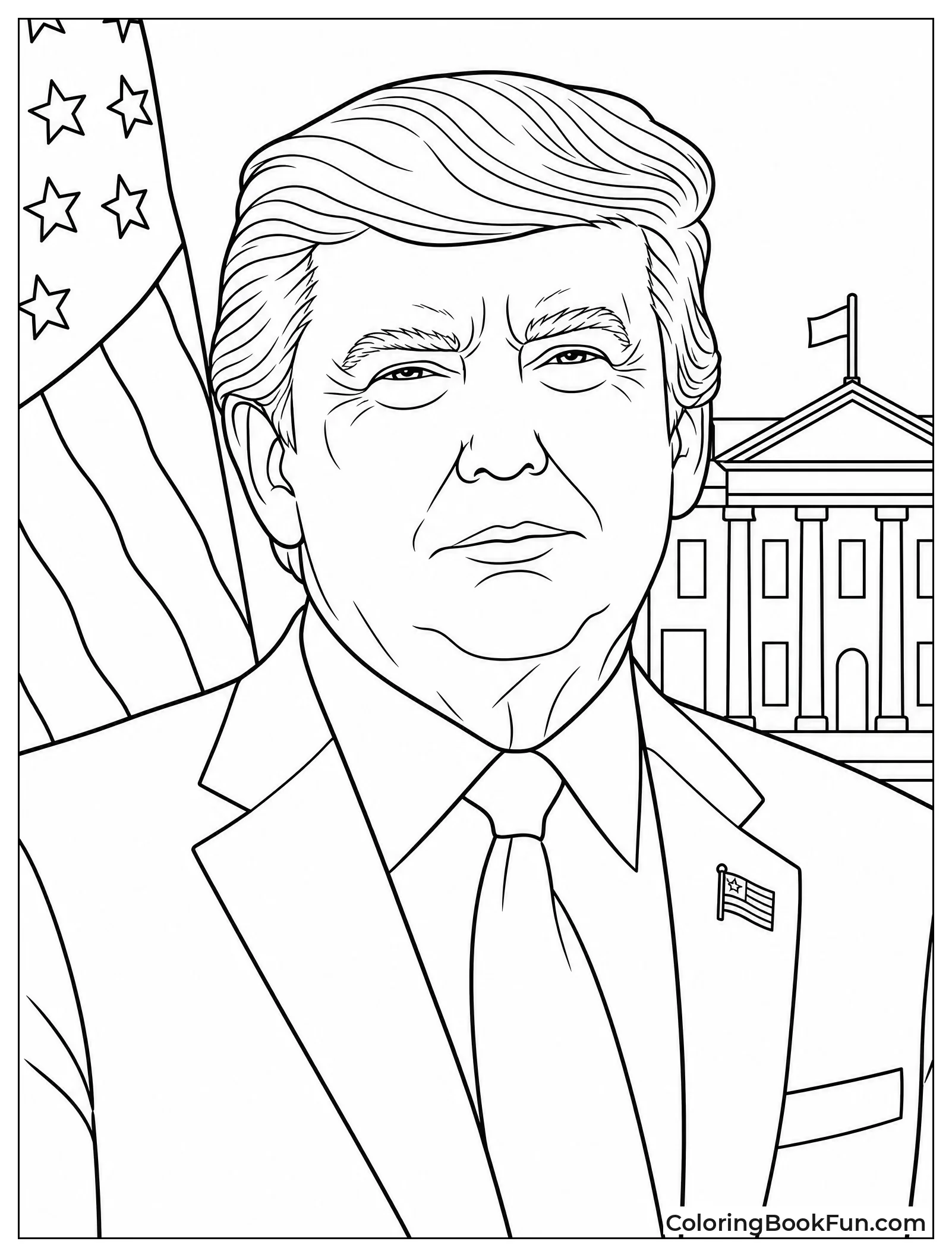Detailed Trump Portrait with Patterns